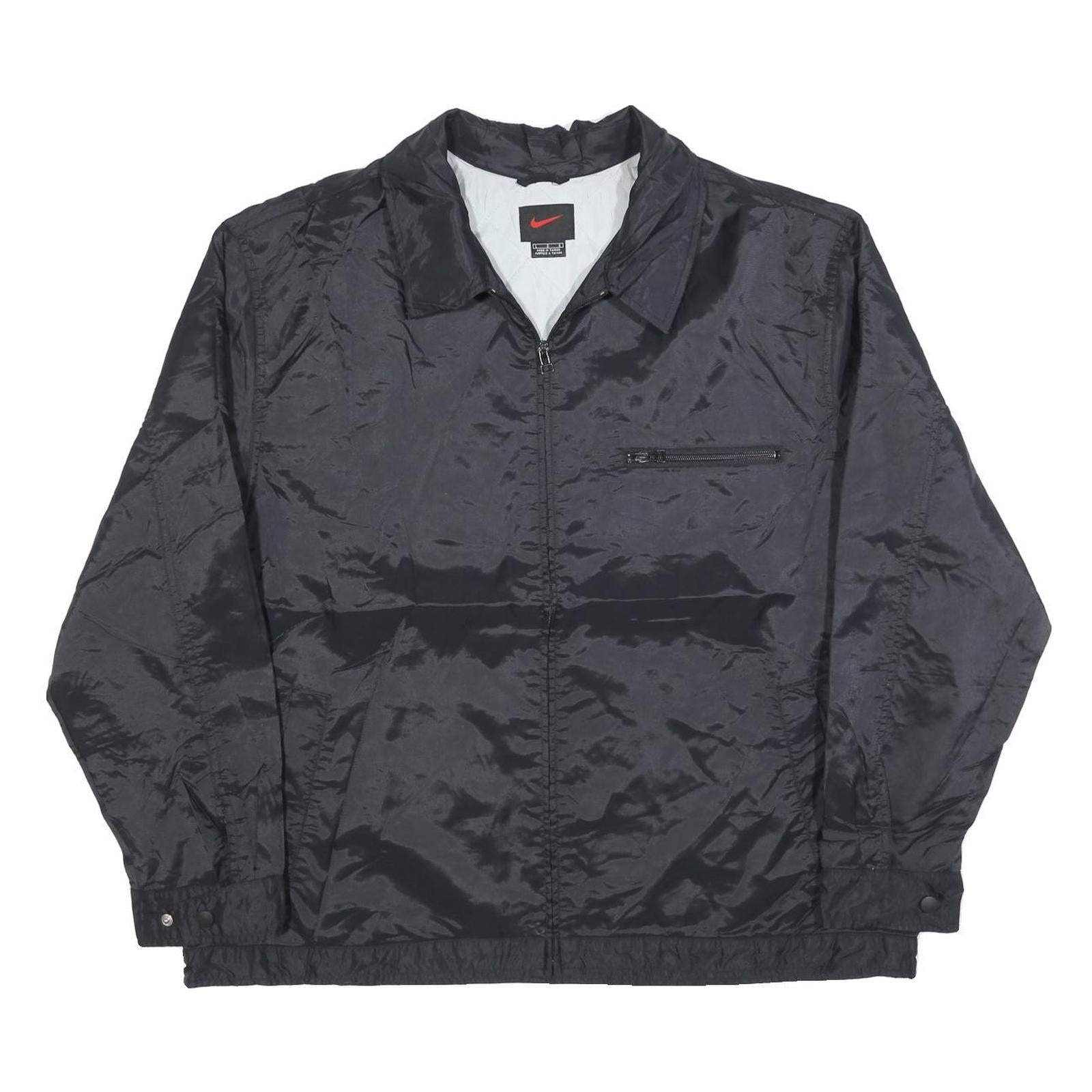 NIKE Mens Black Zip Jacket L Polyester Blend Plain Lightweight Casual Refurbished - N/A refurbished available on Cerqular