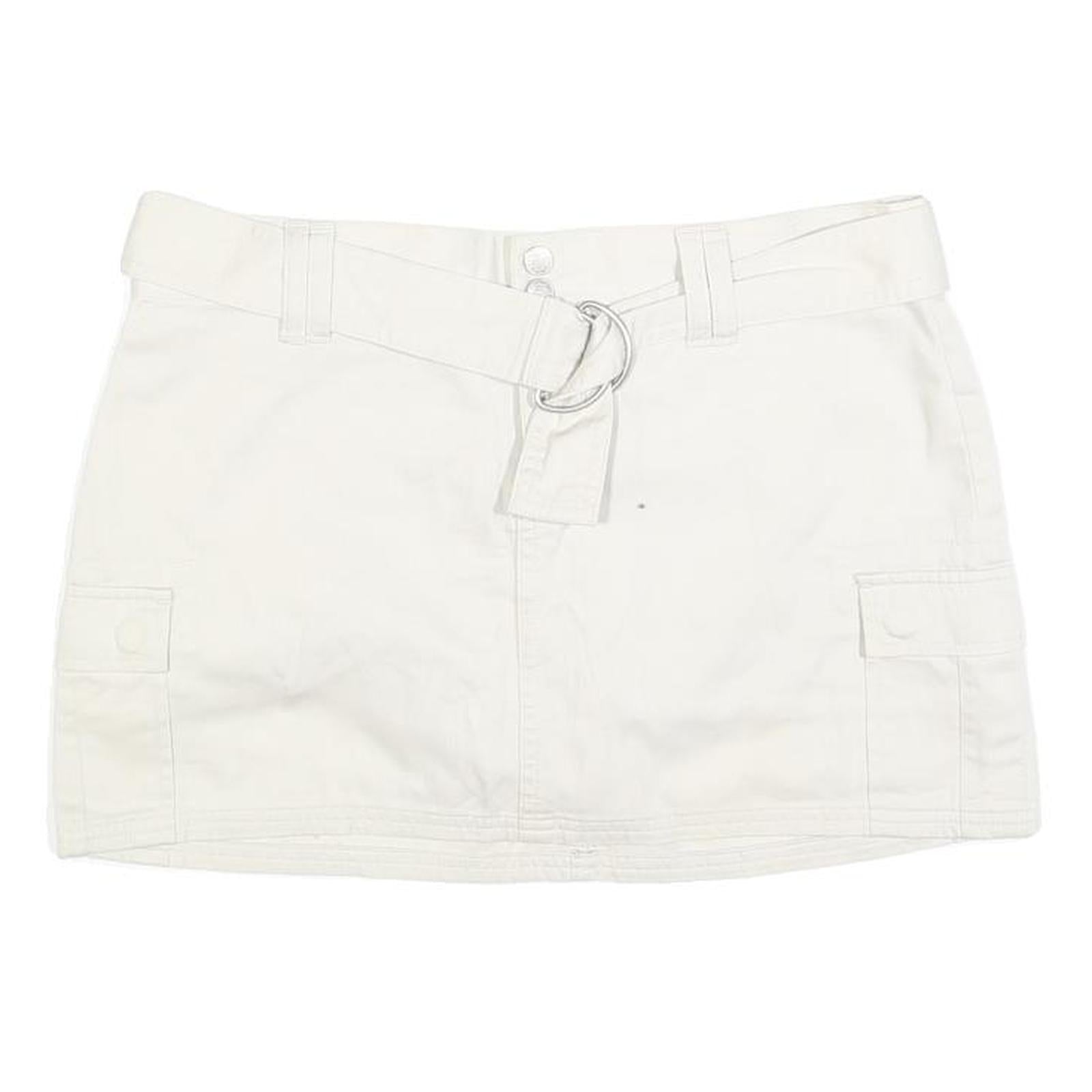 TOMMY HILFIGER Womens White Cotton Blend Mini Skirt Cargo Style M Belted Refurbished - N/A refurbished available on Cerqular