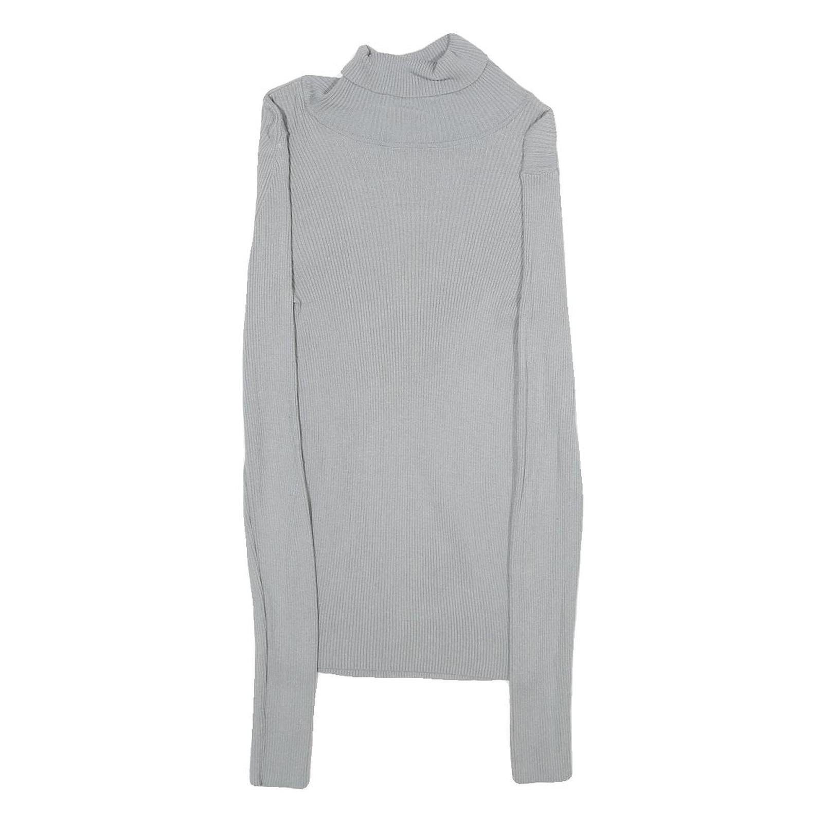 H&M Womens Grey Plain Roll Neck Basic Knit Jumper XS Lightweight Viscose Blend Refurbished - N/A refurbished available on Cerqular