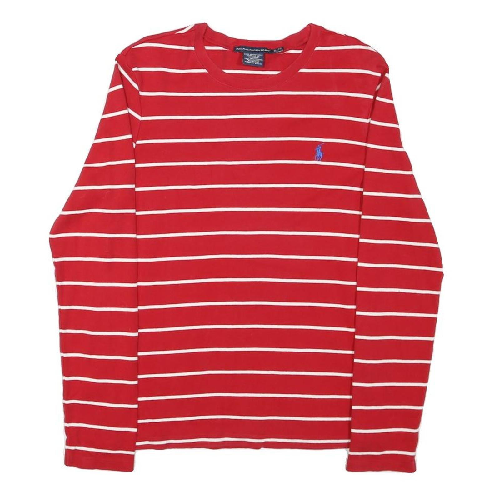 RALPH LAUREN SPORT Womens Red & White Patterned Cotton Blend Jumper Crew Neck Refurbished - N/A refurbished available on Cerqular