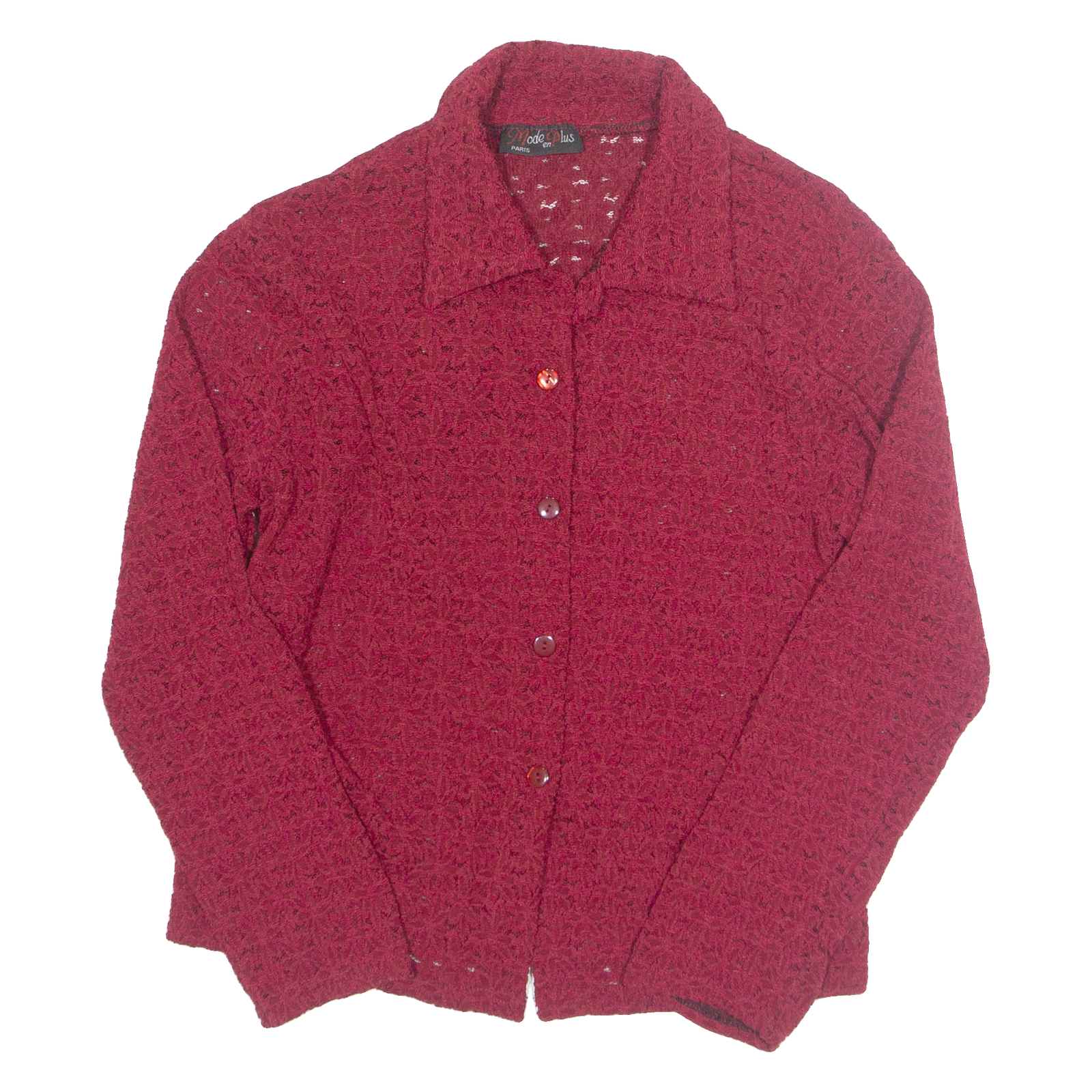 MODE EN PLUS Womens Shirt Maroon Collared Long Sleeve M Refurbished - N/A refurbished available on Cerqular