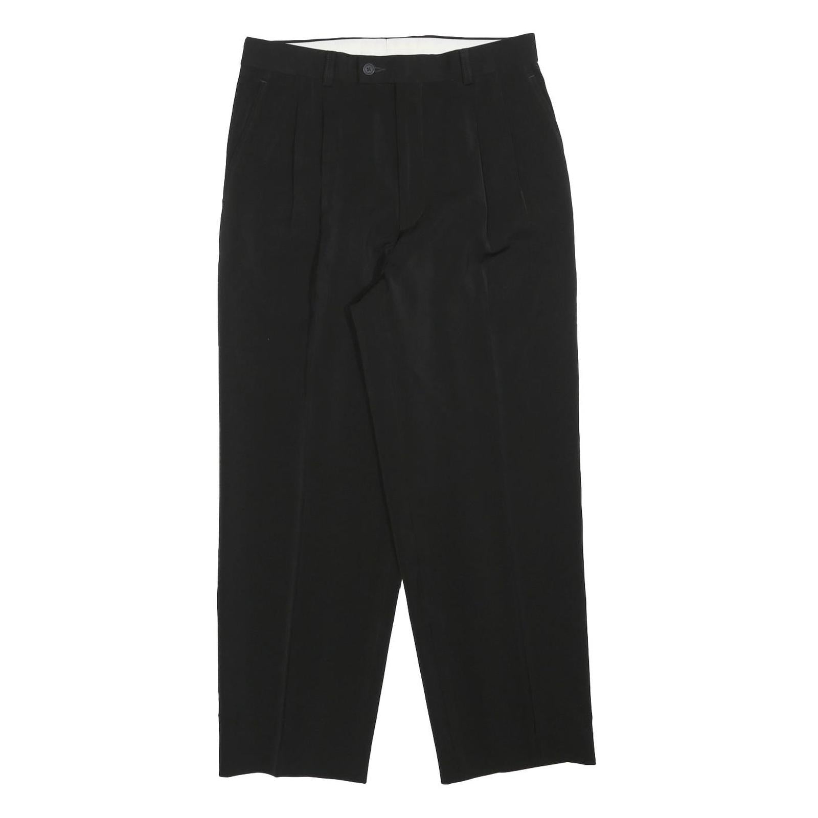 Womens Black Regular Fit Straight Leg Trousers W30 L27 Polyester Blend Zip Refurbished - N/A refurbished available on Cerqular