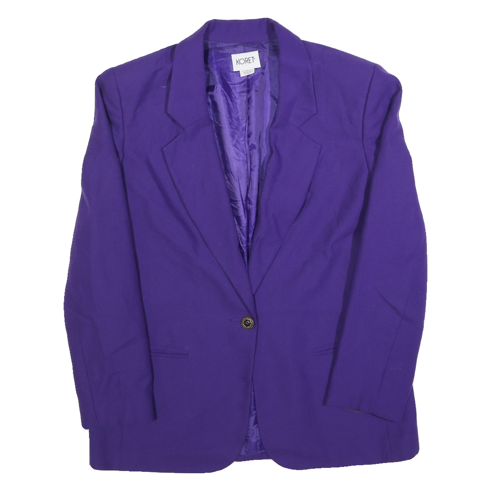 KORET Womens Purple Wool Blend Classic Jacket M Button Closure Plain Elegant Refurbished - N/A refurbished available on Cerqular