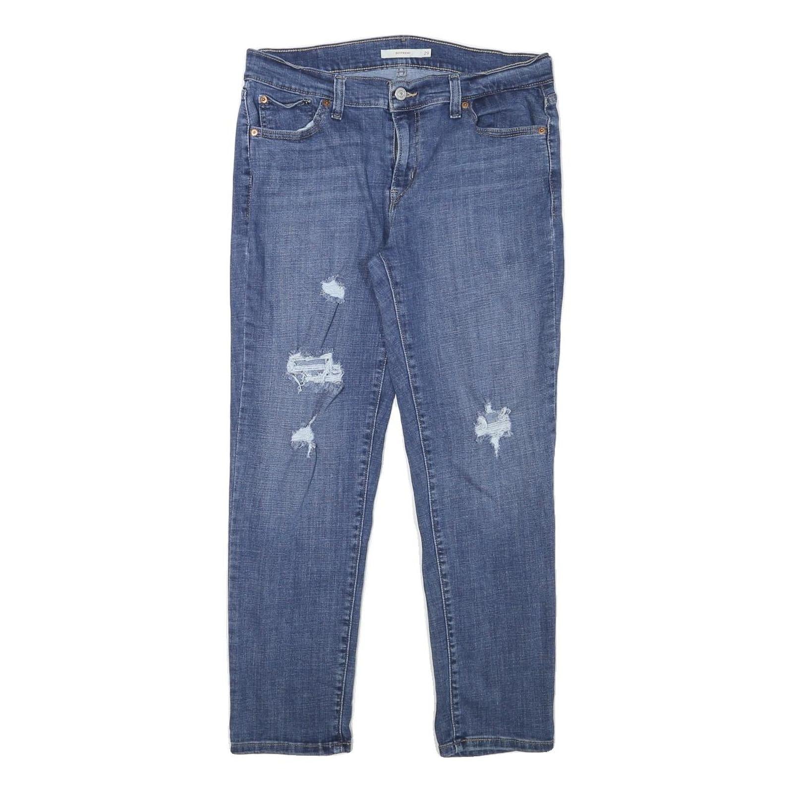 LEVI'S Womens Slim Blue Denim Light W31 L26 Distressed Cotton Blend Zip Jeans Refurbished - N/A refurbished available on Cerqular