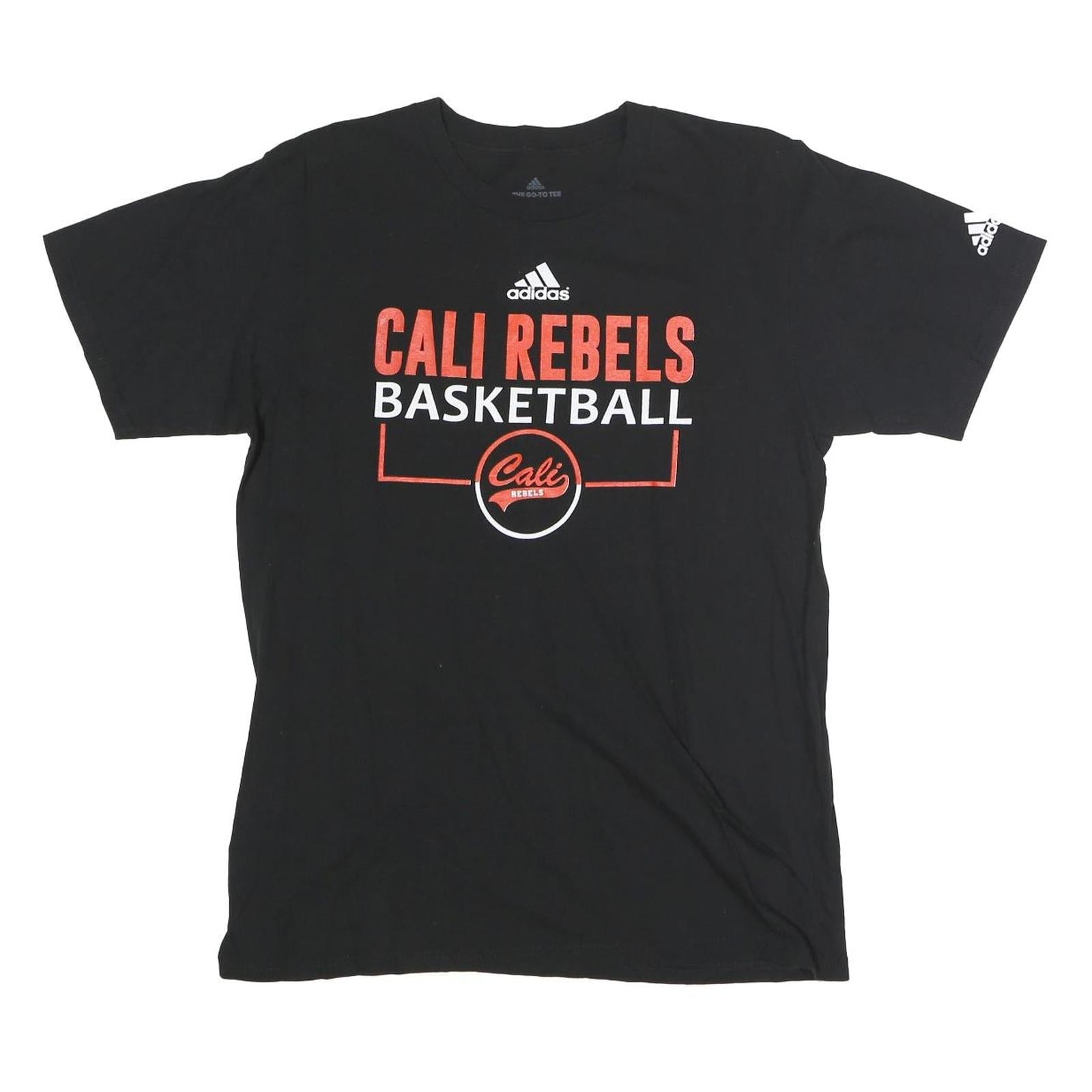 Buy ADIDAS Mens Black Cali Rebels Basketball Graphic T-Shirt L Short Sleeve Crew Refurbished - $16.89 ADIDAS Mens Black Cali Rebels Basketball Graphic T-Shirt L Short Sleeve Crew Refurbished - N/A refurbished available on Cerqular