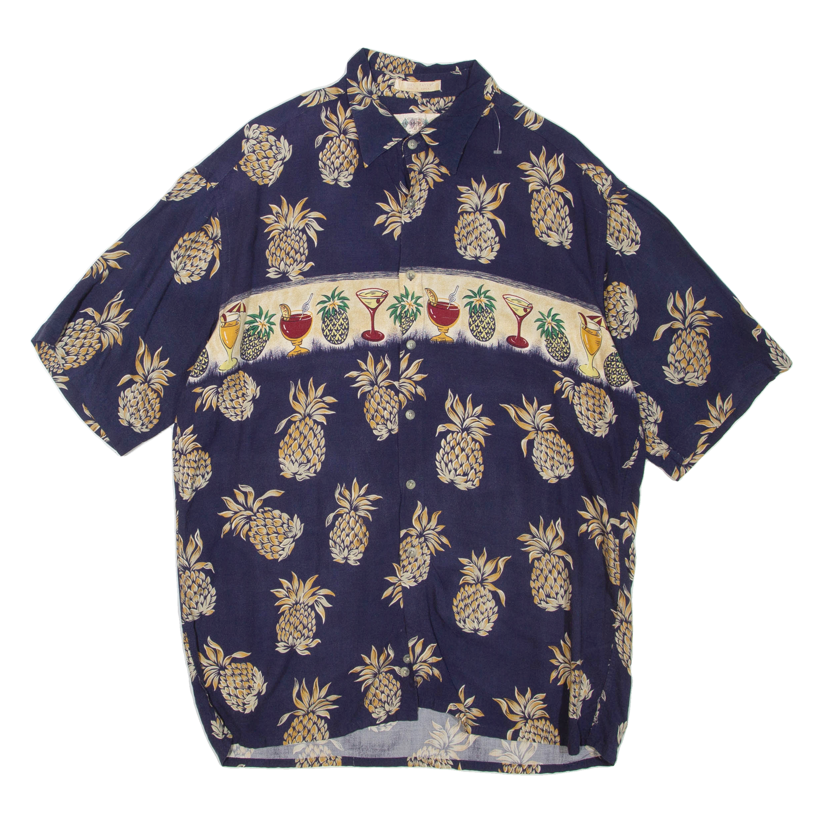 CAMPIA Pineapple Mens Hawaiian Shirt Blue L Refurbished - N/A refurbished available on Cerqular