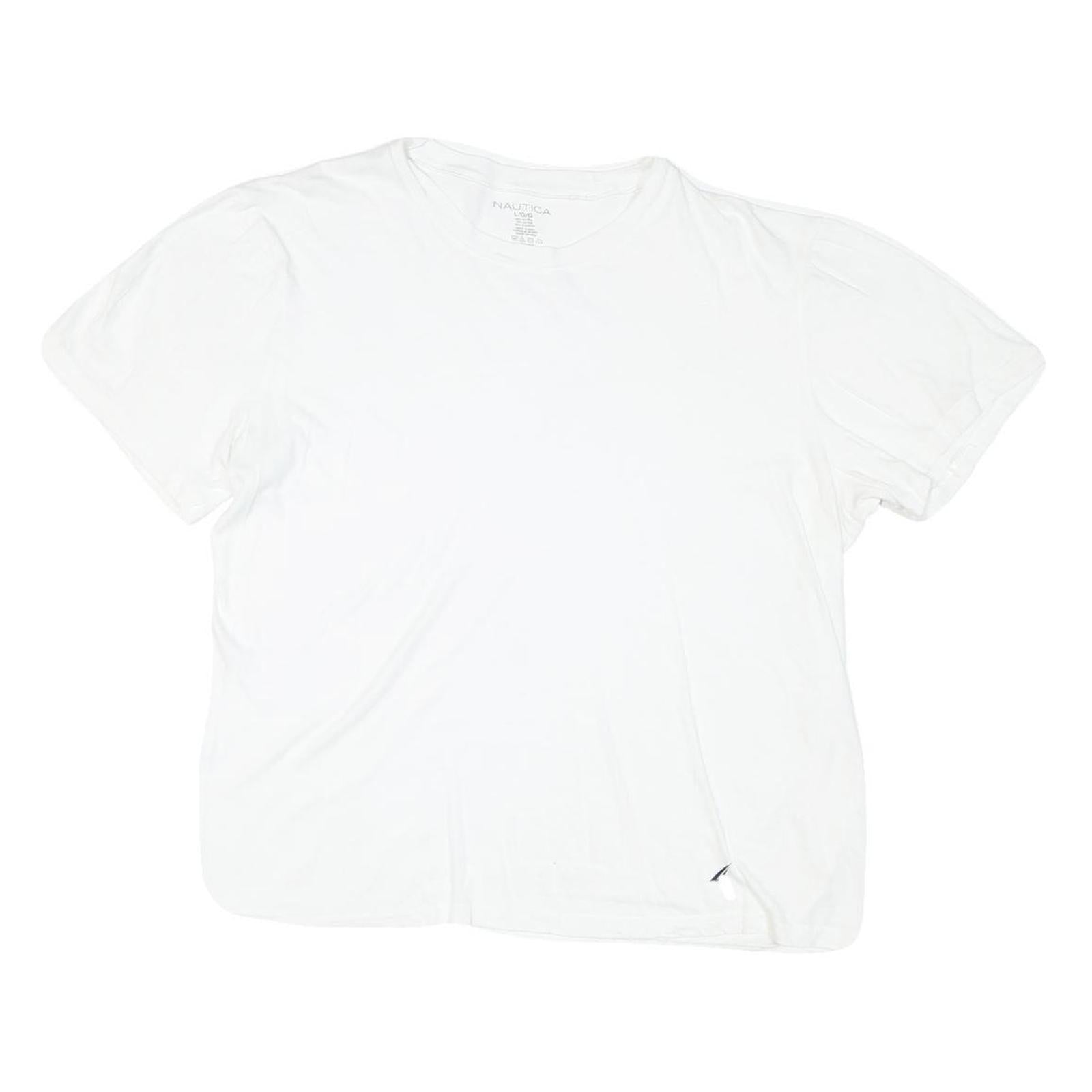 NAUTICA Mens White L Short Sleeve Crew Neck Plain Cotton Blend T-Shirt Refurbished - N/A refurbished available on Cerqular