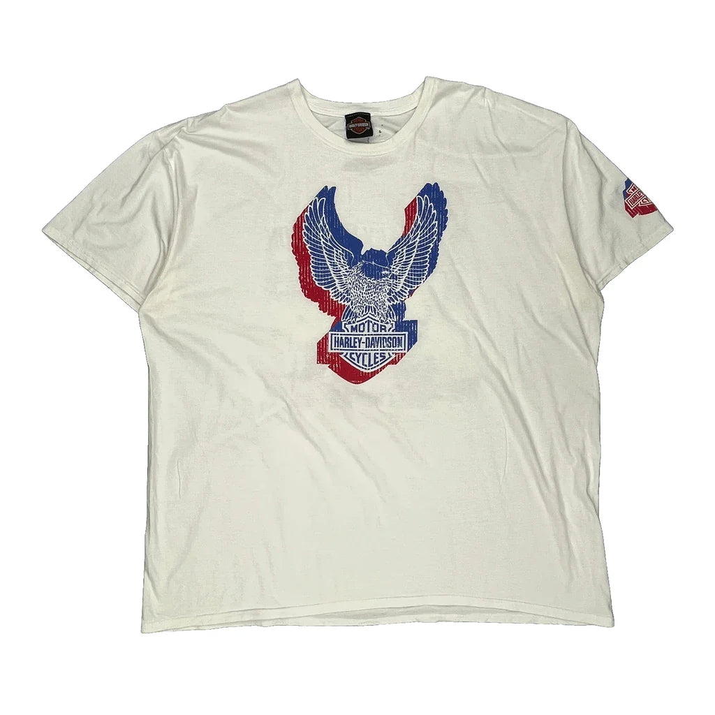 Rocky Top Harley Davidson Graphic T-Shirt - 3XL White Cotton Refurbished - Thrifted (note: this is a term often used to describe second- refurbished available on Cerqular