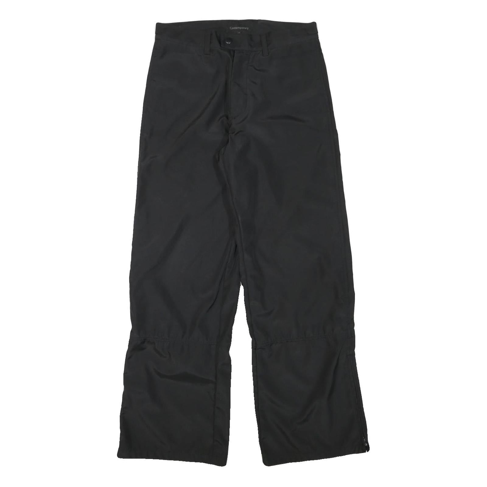 CONTEMPORARY Womens Black Relaxed Wide-Leg Trousers W30 L30 Polyester Blend Zip Refurbished - N/A refurbished available on Cerqular