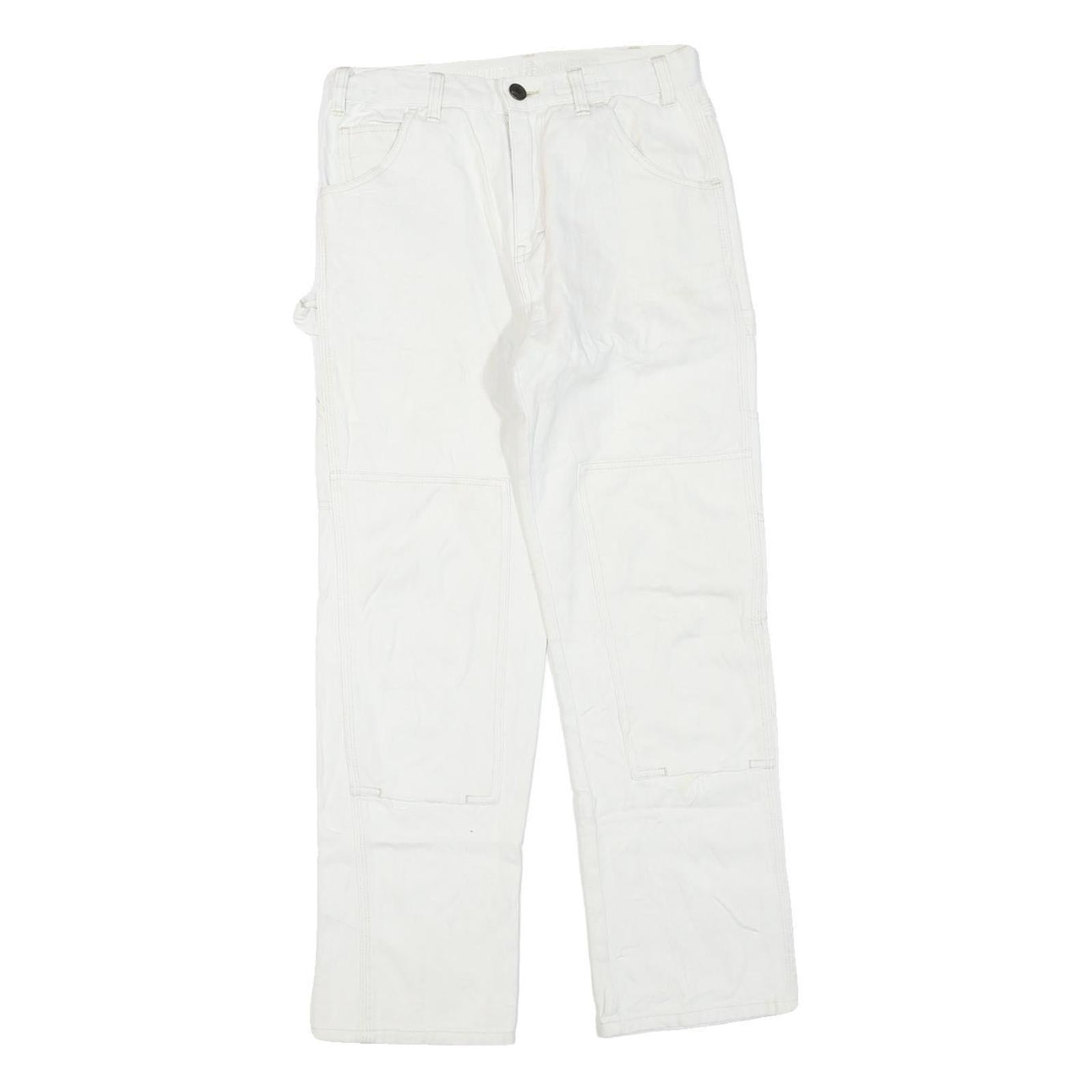 DICKIES Mens White Cotton Blend Regular Fit Straight Leg Trousers W28 L28 Refurbished - N/A refurbished available on Cerqular