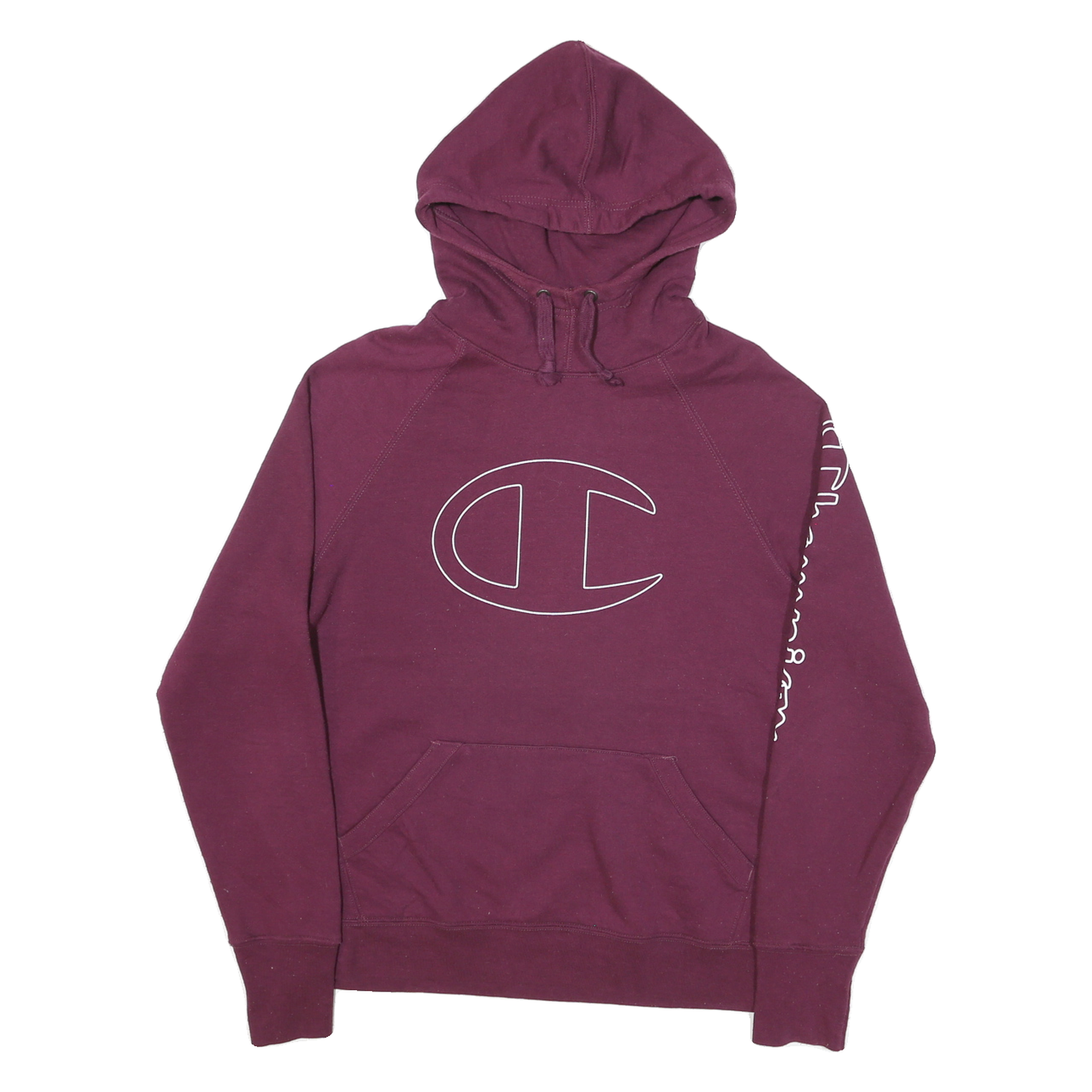 CHAMPION Mens Maroon Pullover Hoodie M Cotton Blend Logo Print Refurbished - N/A refurbished available on Cerqular