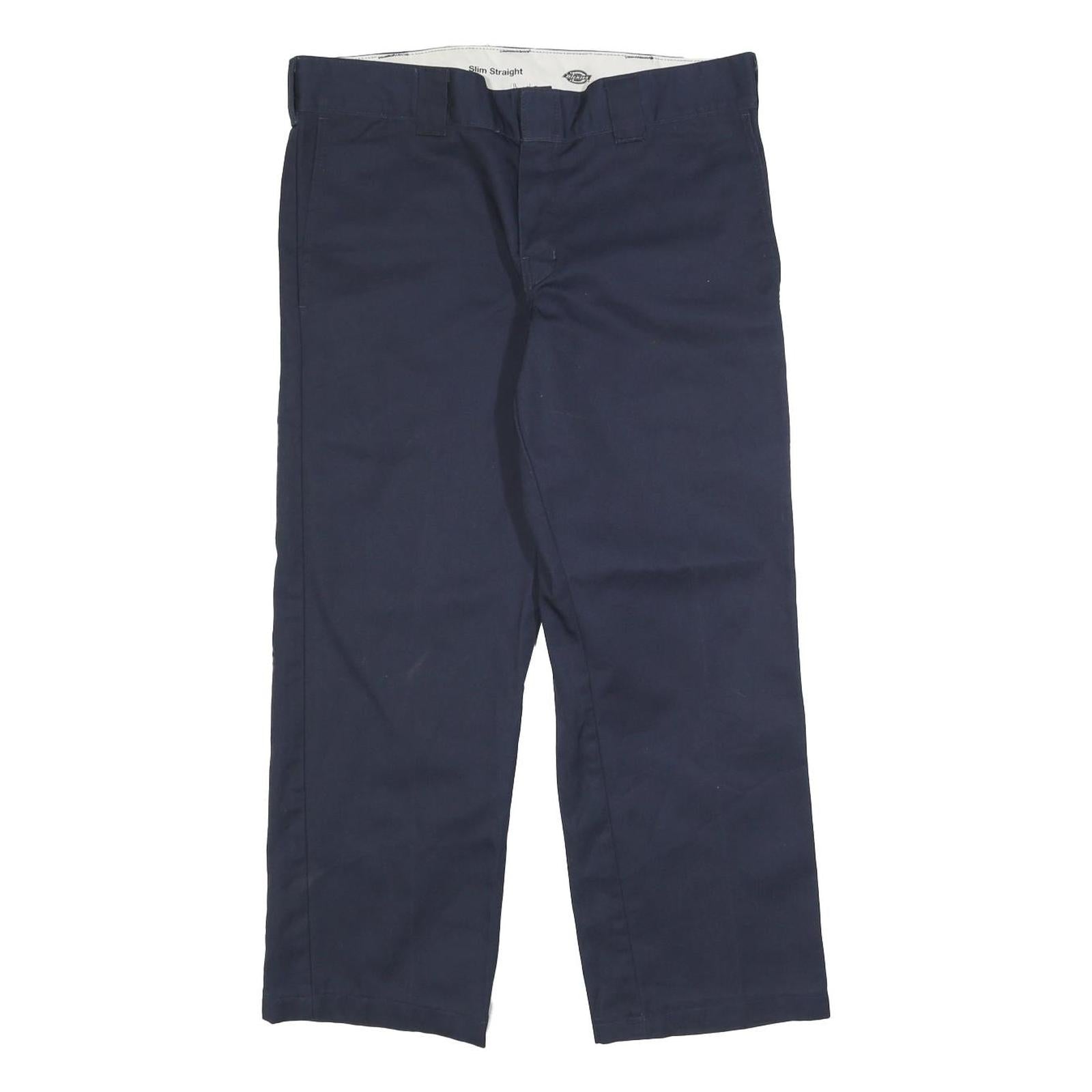 DICKIES Mens Cotton Blend Navy Regular Slim Straight Trousers W33 L26 Workwear Refurbished - N/A refurbished available on Cerqular