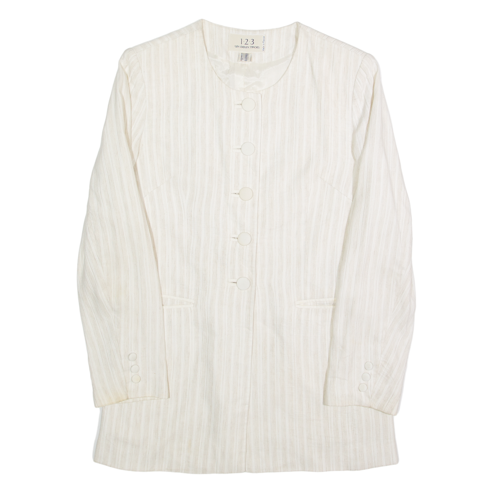Buy UN DEUX TROIS Mens Blazer Jacket Cream Linen 90s Striped S Refurbished - $40.29 UN DEUX TROIS Mens Blazer Jacket Cream Linen 90s Striped S Refurbished - N/A refurbished available on Cerqular