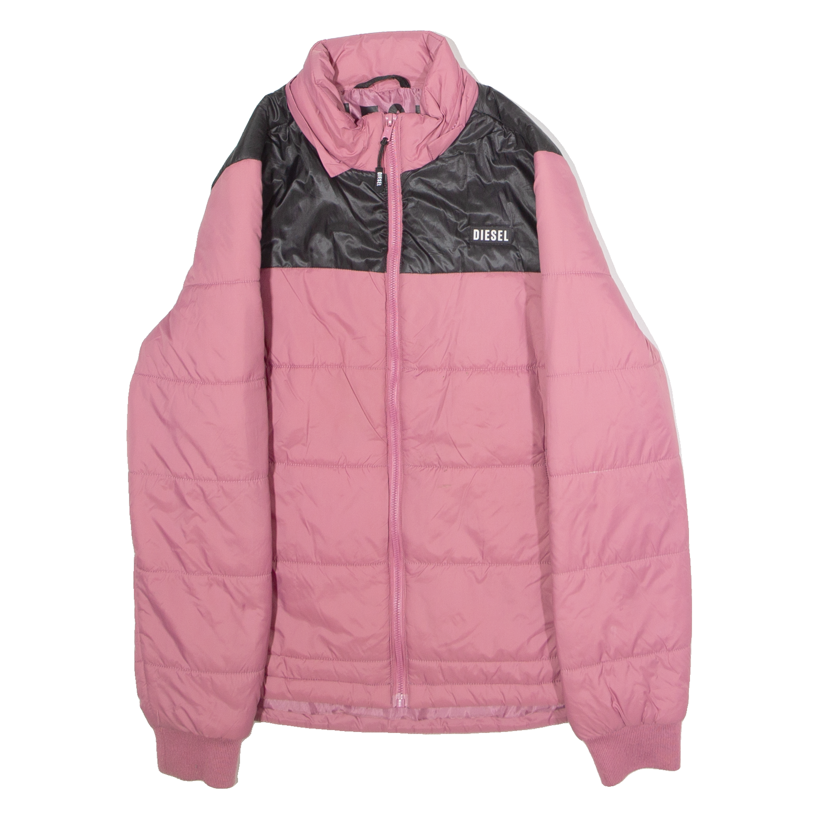 DIESEL Womens Puffer Jacket Pink Nylon Colourblock XS Refurbished - N/A refurbished available on Cerqular