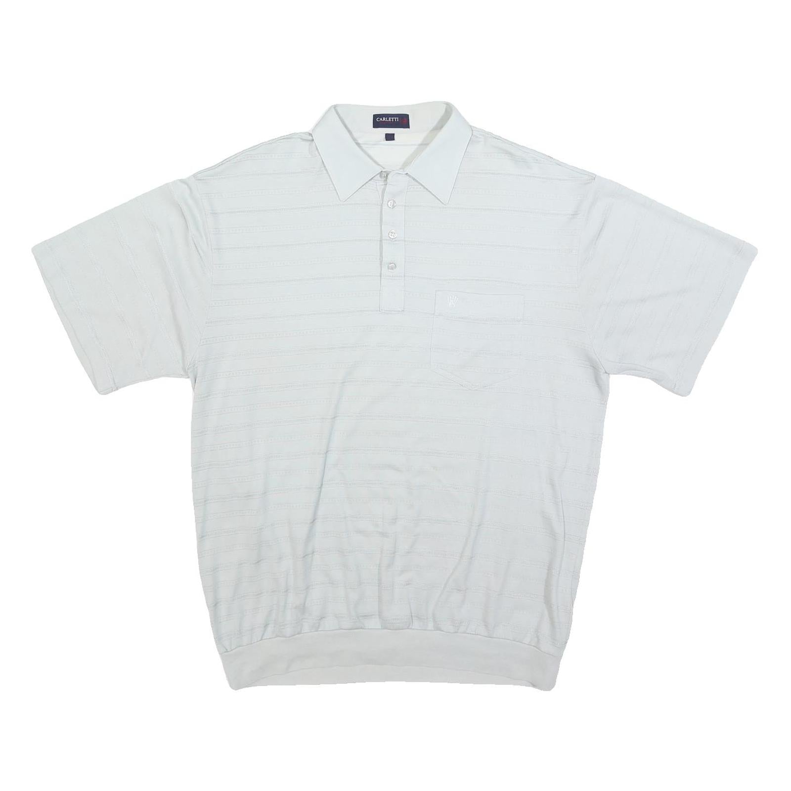 CARLETTI Mens White Short Sleeve Plain Pocket Polo Shirt L Polyester Blend Refurbished - N/A refurbished available on Cerqular