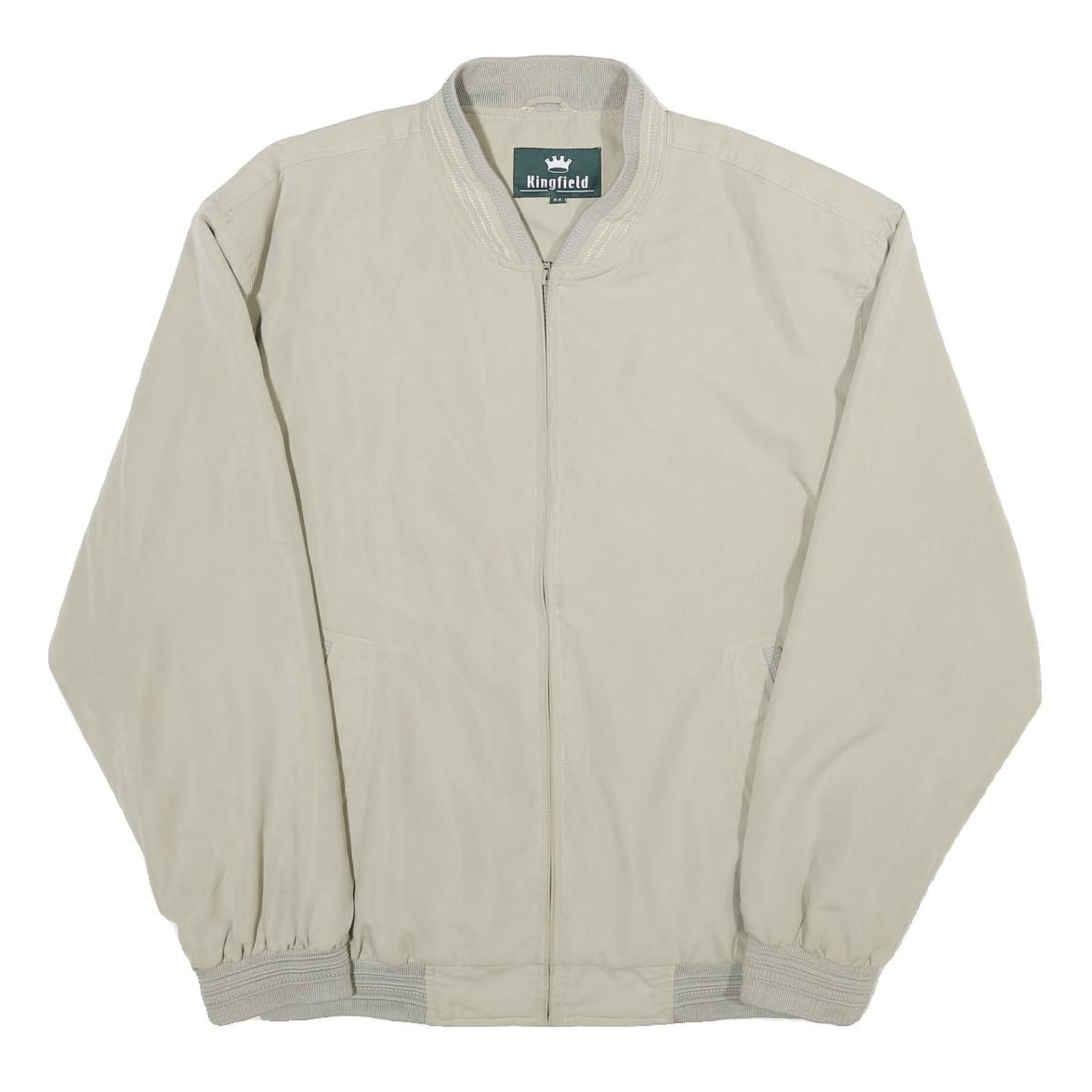 KINGFIELD Mens Beige Zip Up Polyester Bomber Jacket XL Woven Casual Outerwear Refurbished - N/A refurbished available on Cerqular