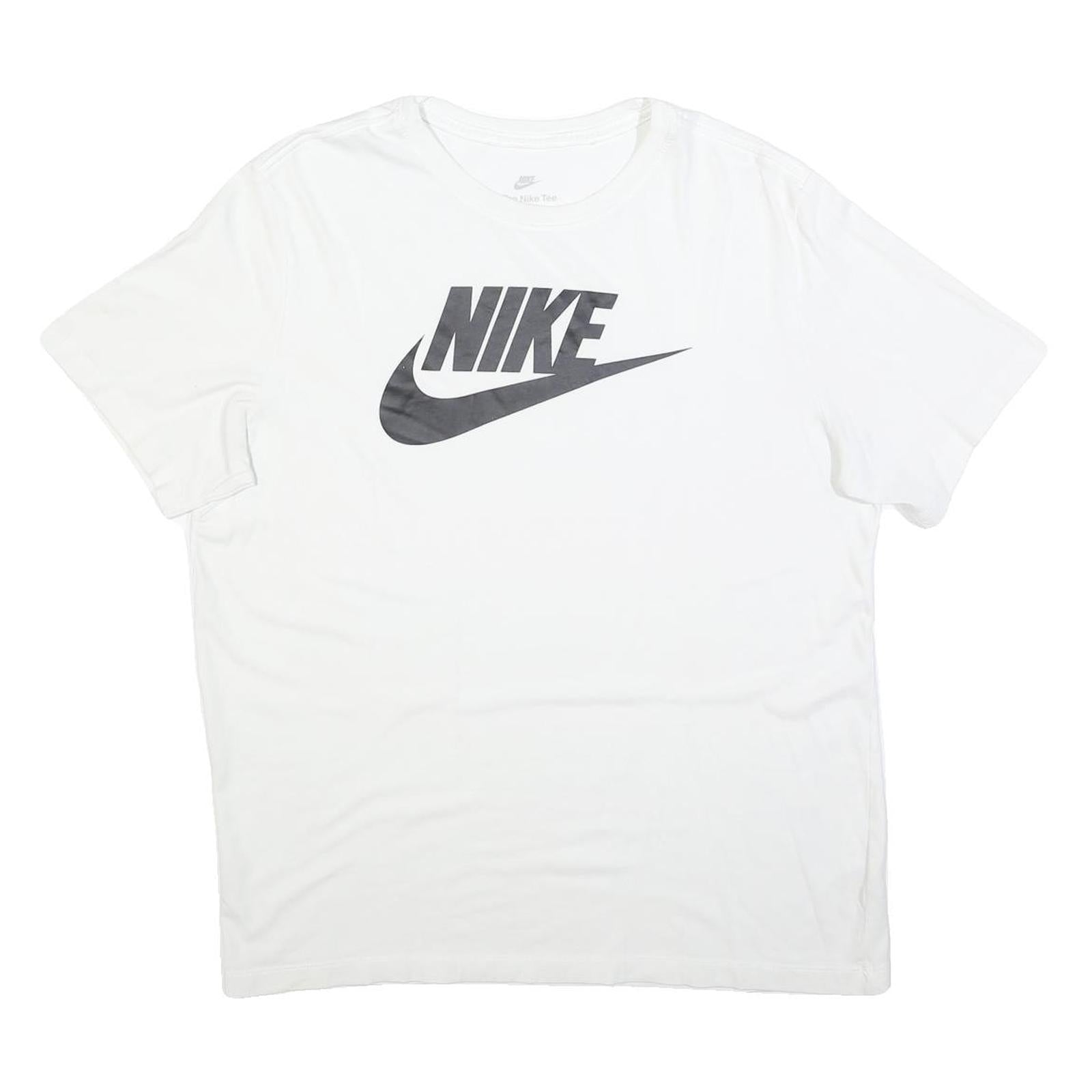 NIKE Mens White Black Logo T-Shirt L Short Sleeve Crew Neck Classic Cotton Blend Refurbished - N/A refurbished available on Cerqular