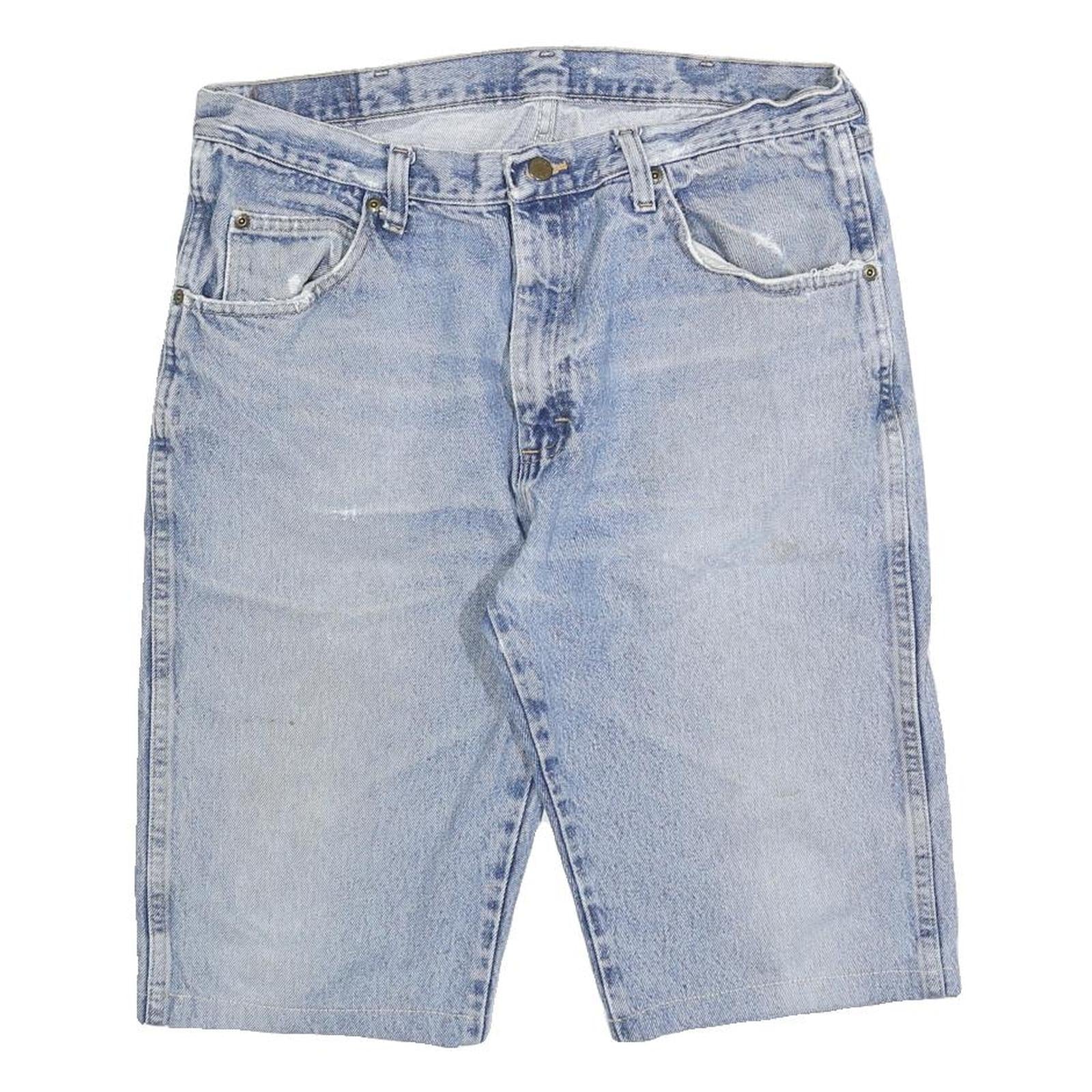 WRANGLER Mens Denim Blue Casual Shorts L W35 Classic Comfortable Cotton Blend Refurbished - N/A refurbished available on Cerqular
