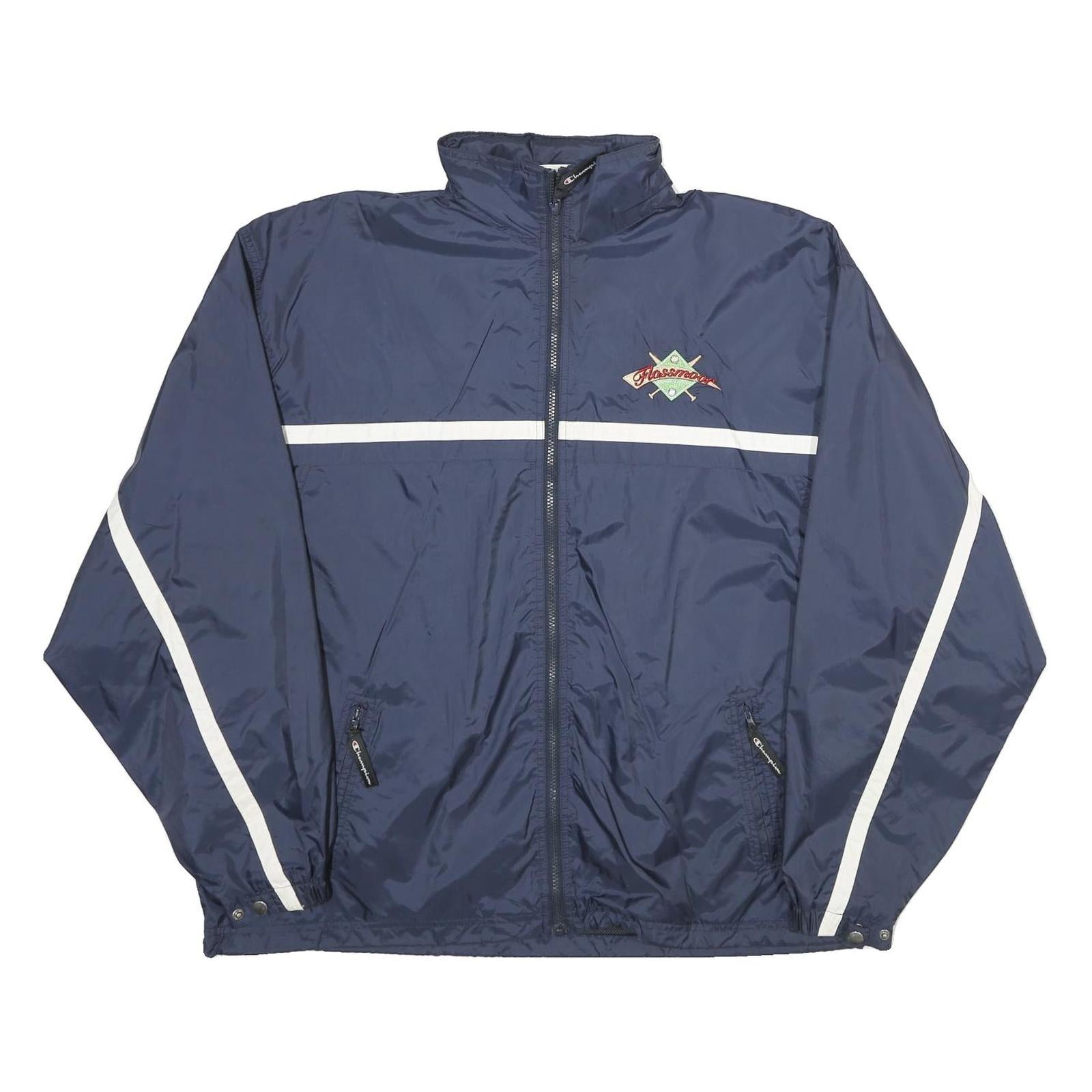 CHAMPION Mens Navy Blue Jacket XL Polyester Plain Zip Up Sportswear Logo Refurbished - N/A refurbished available on Cerqular
