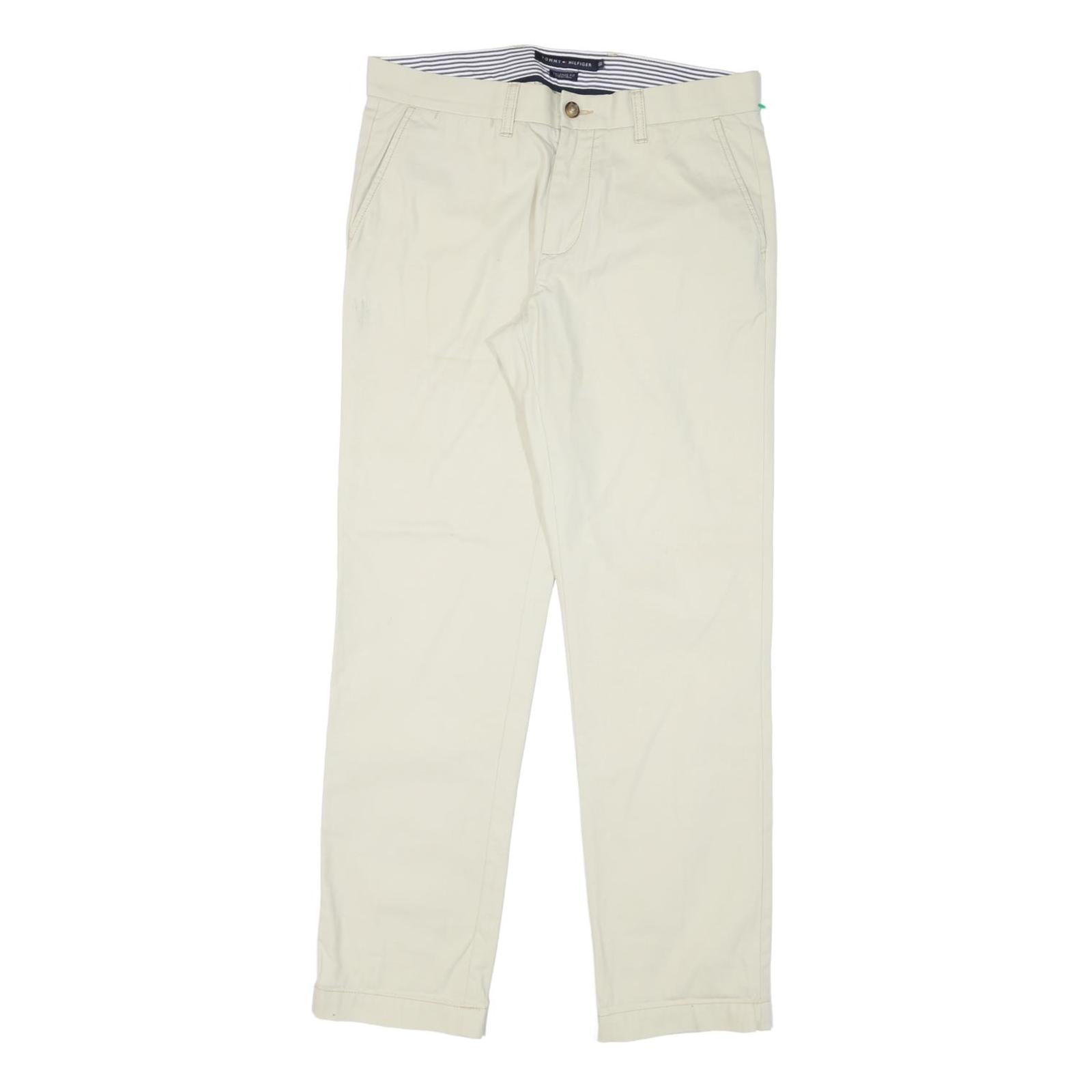 TOMMY HILFIGER Mens Cotton Blend Beige Regular Fit Straight Trousers W32 L32 Refurbished - N/A refurbished available on Cerqular
