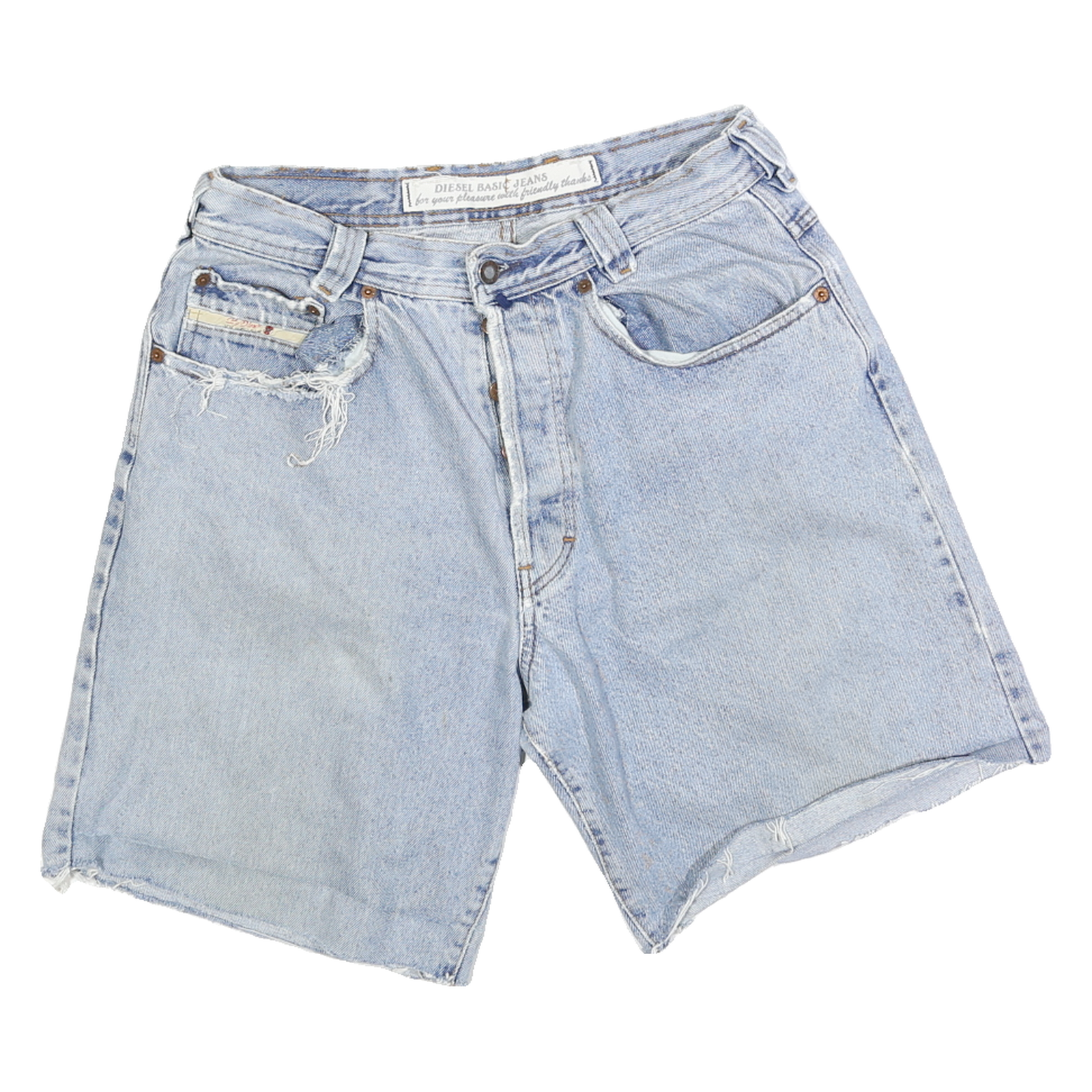 DIESEL Womens Denim Blue & Light Blue Casual Shorts M W30 Relaxed Fit Button Refurbished - N/A refurbished available on Cerqular
