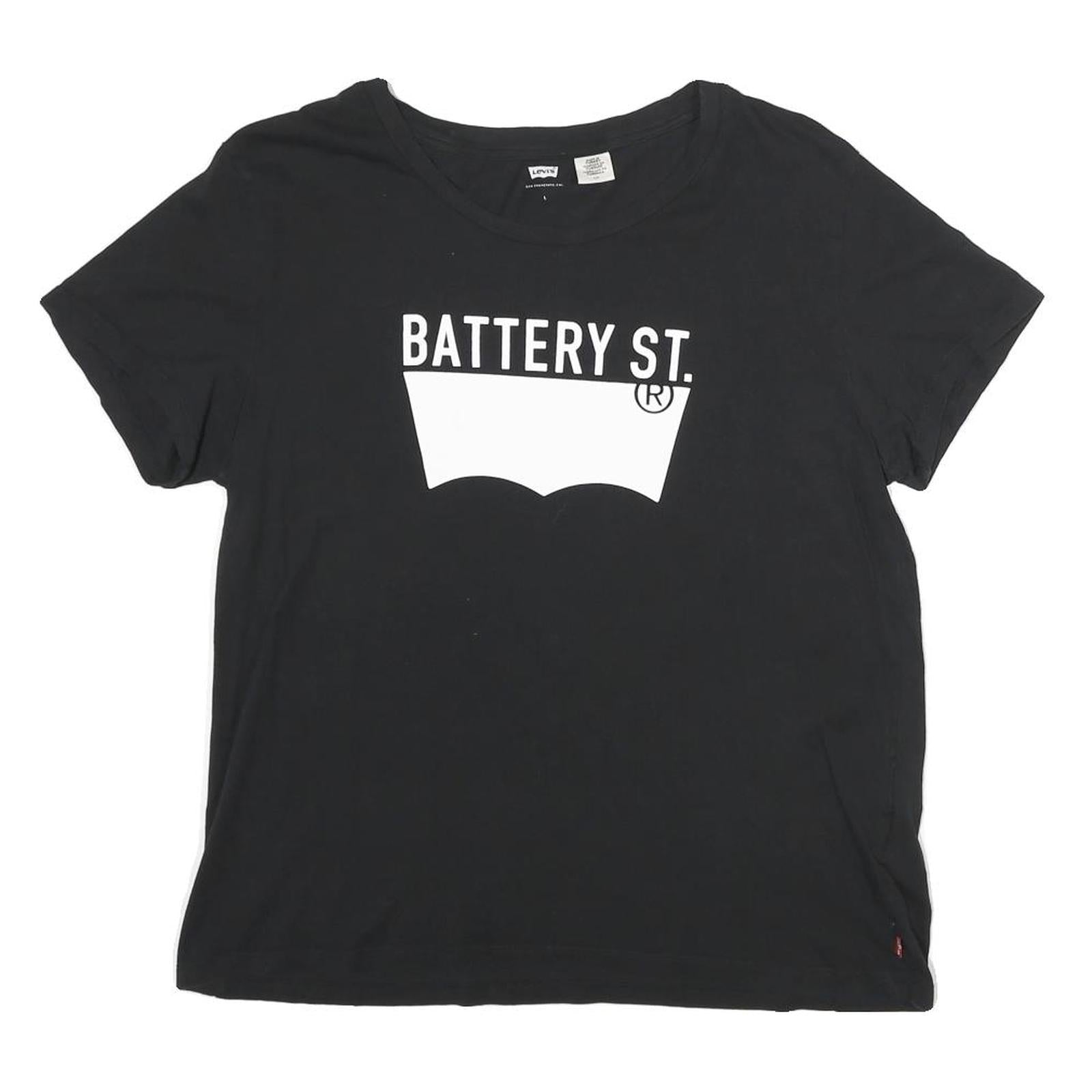 LEVI'S Womens Black Battery St Graphic T-Shirt L Short Sleeve Crew Neck Cotton Refurbished - N/A refurbished available on Cerqular