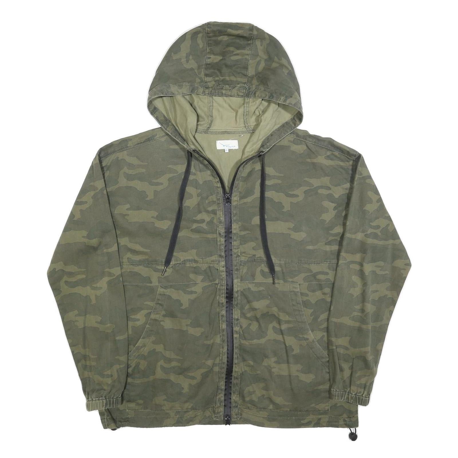 TWIN TIP Womens Green Camouflage Hooded Jacket XL Cotton Blend Zip Casual Refurbished - N/A refurbished available on Cerqular