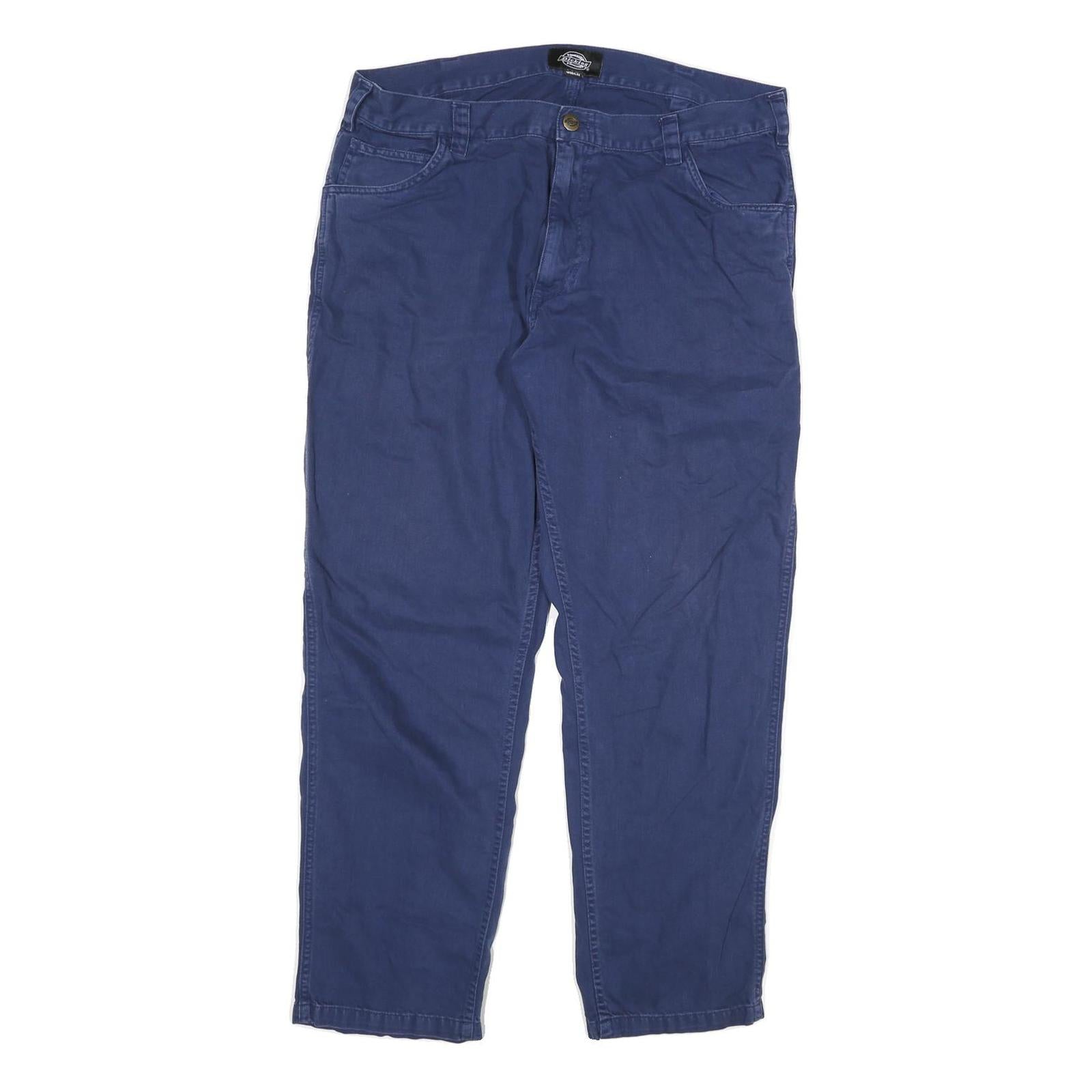 DICKIES Mens Cotton Blend Blue Regular Straight Trousers W36 L28 Casual Workwear Refurbished - N/A refurbished available on Cerqular