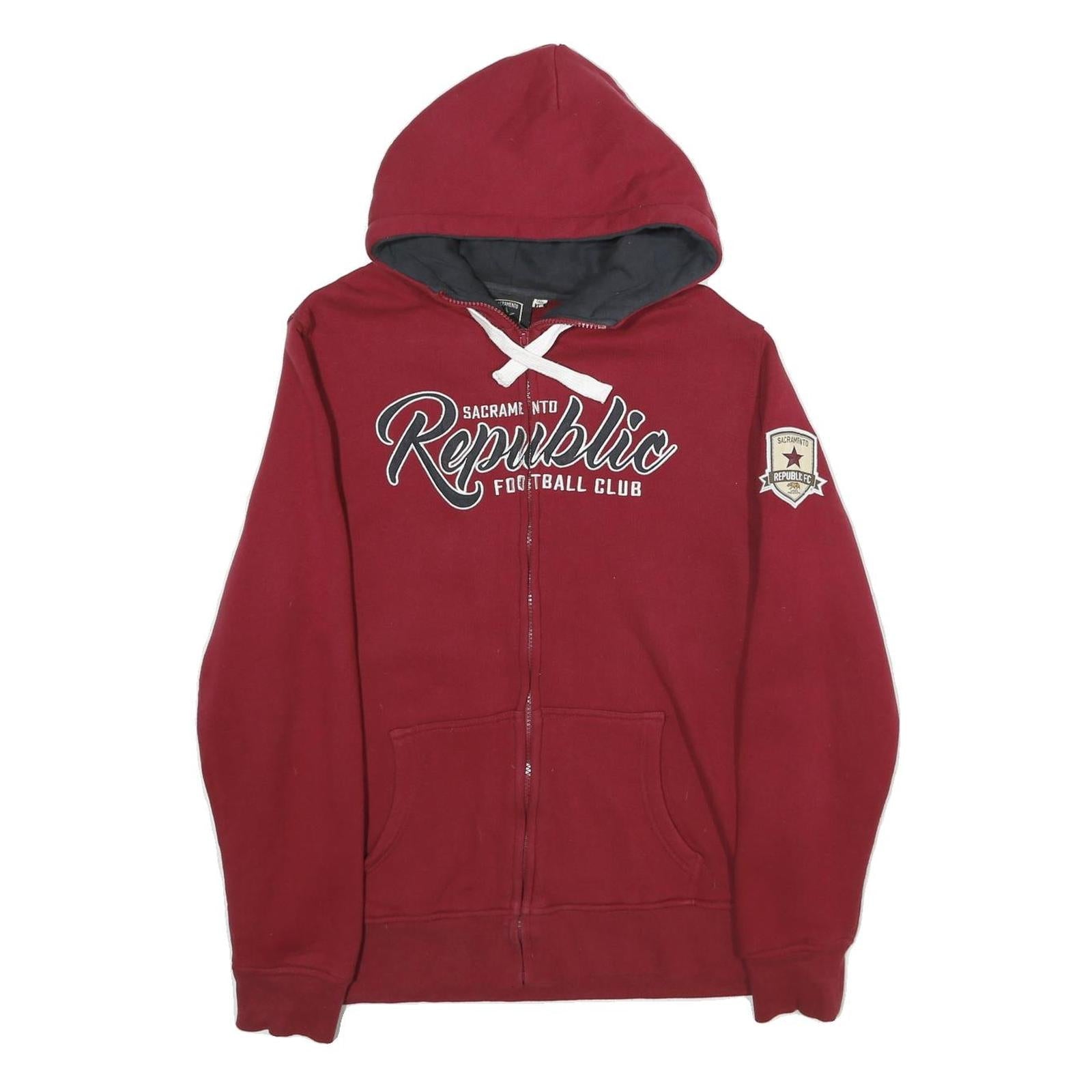 SACRAMENTO Mens Red Full Zip Hoodie L Football Club Cotton Casual Wear Refurbished - N/A refurbished available on Cerqular