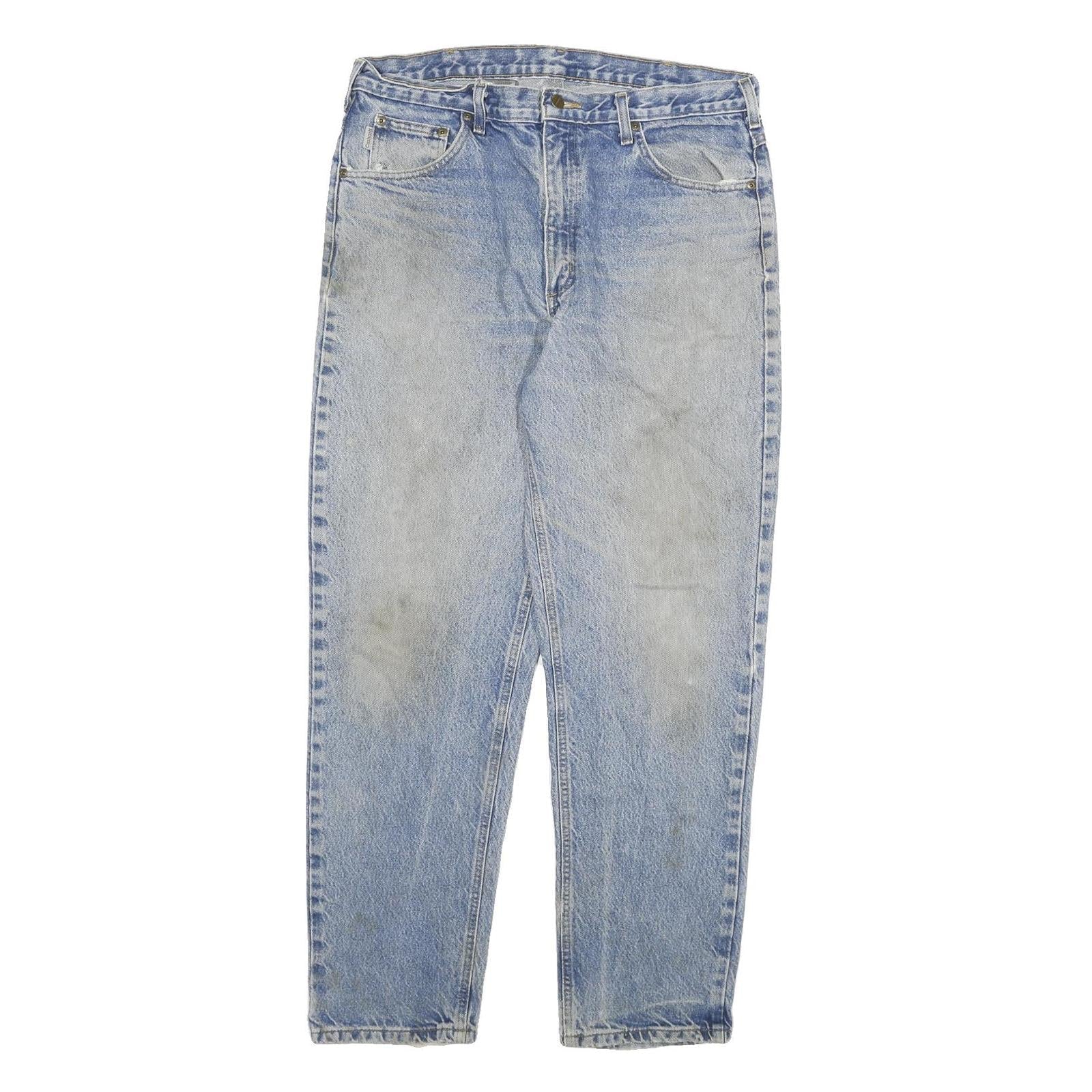 CARHARTT Mens Relaxed Light Denim Cotton Blend Zip Jeans W36 L32 Workwear Refurbished - N/A refurbished available on Cerqular