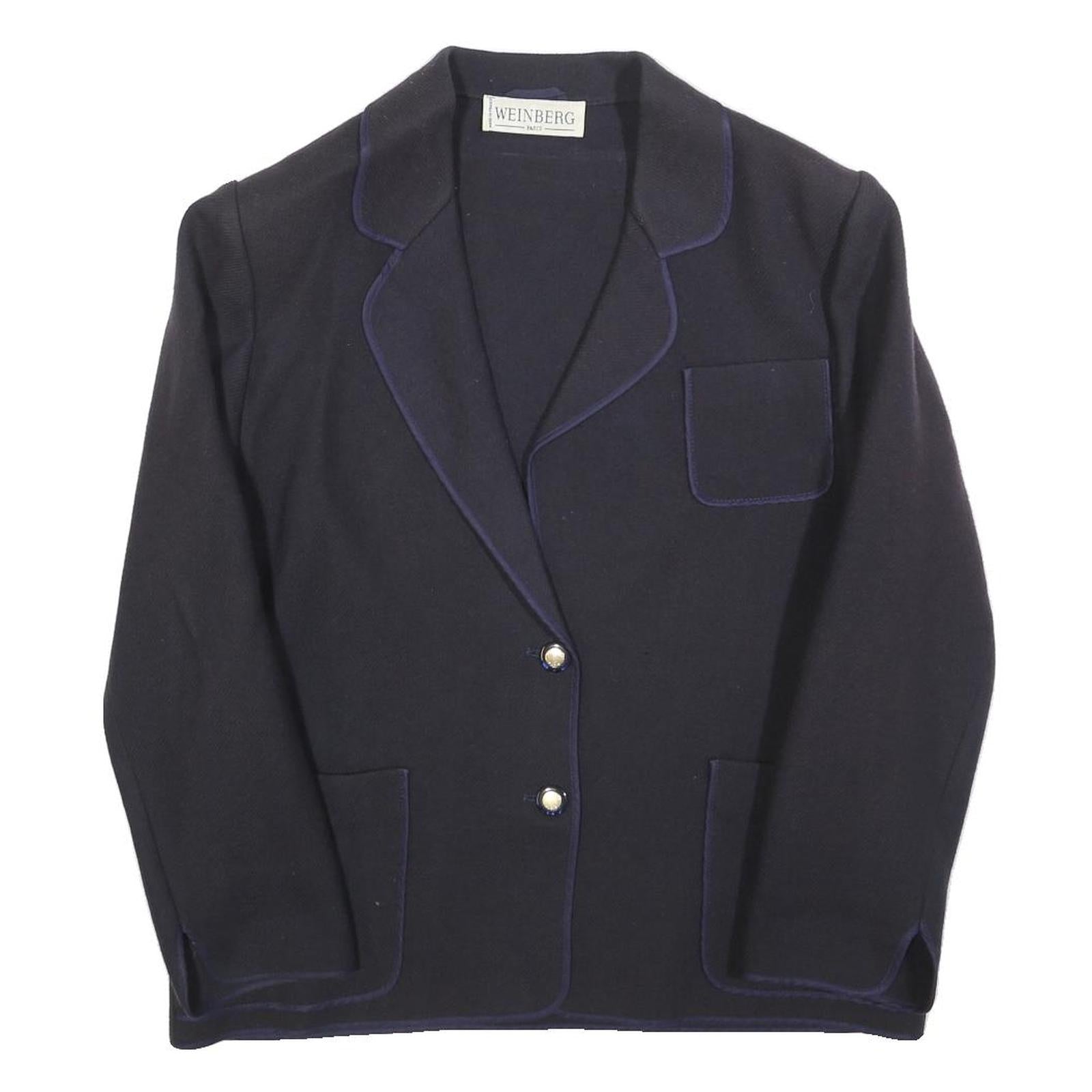 WEINBERG Womens Black Button Wool Jacket M Classic Tailored Plain Button Up Refurbished - N/A refurbished available on Cerqular