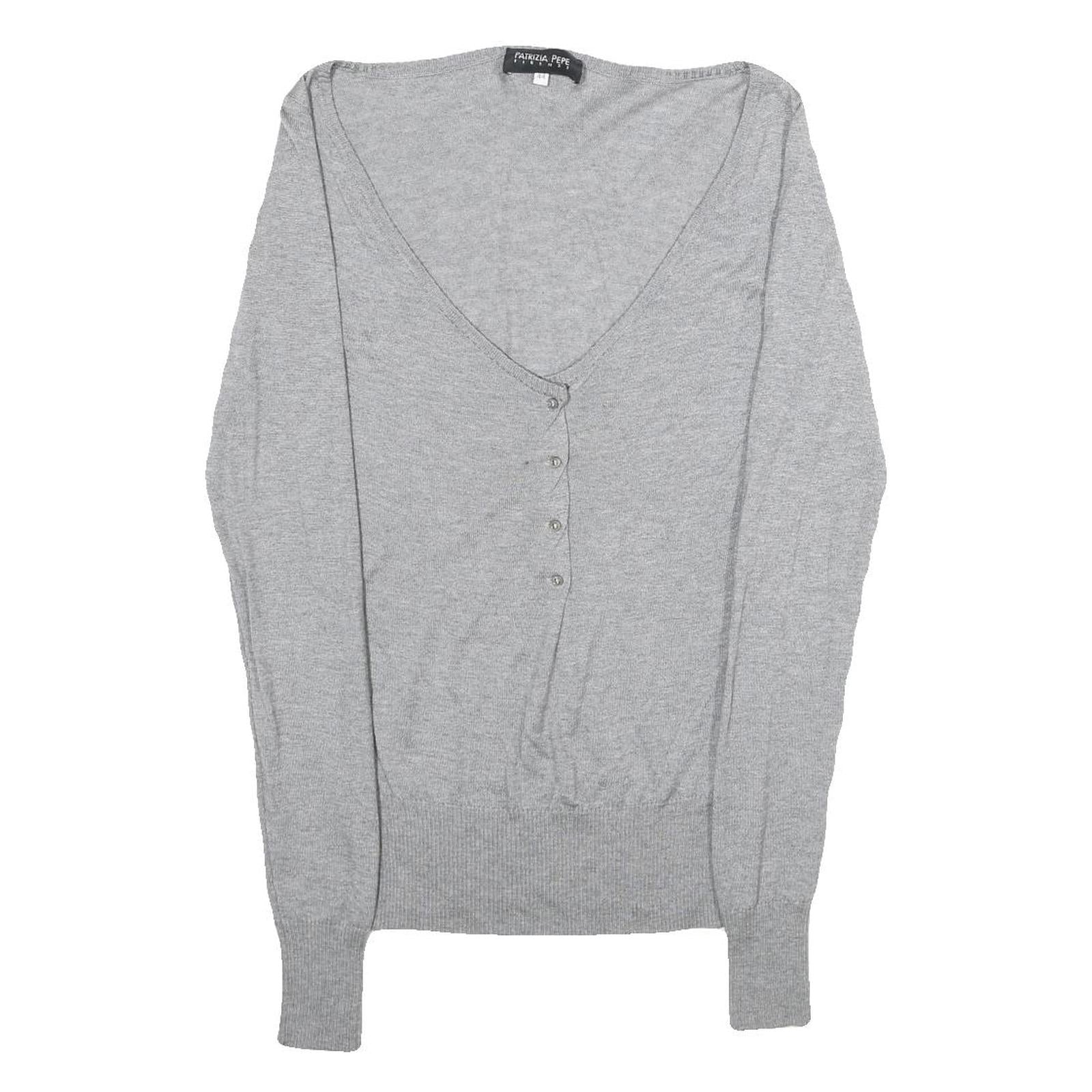PATRIZIA PEPE Womens Grey Plain V-Neck Basic Knit S Slim Jumper Lightweight Refurbished - N/A refurbished available on Cerqular