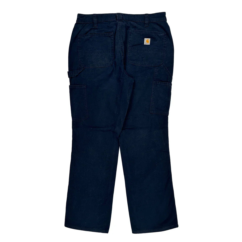 Carhartt Cargo Trousers - 32W UK 12 Navy Cotton Refurbished - Thrifted (note: this is a term often used to describe second- refurbished available on Cerqular