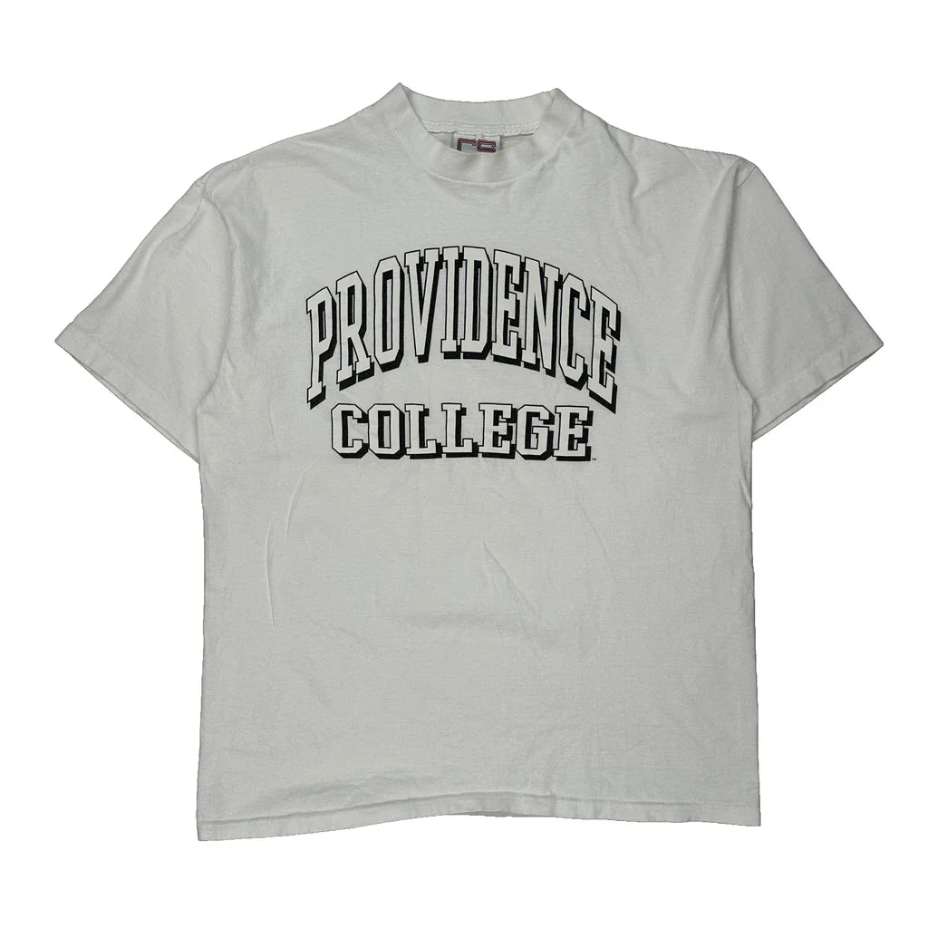 Crable College T-Shirt - Large White Cotton Refurbished - Thrifted (note: this is a term often used to describe second- refurbished available on Cerqular