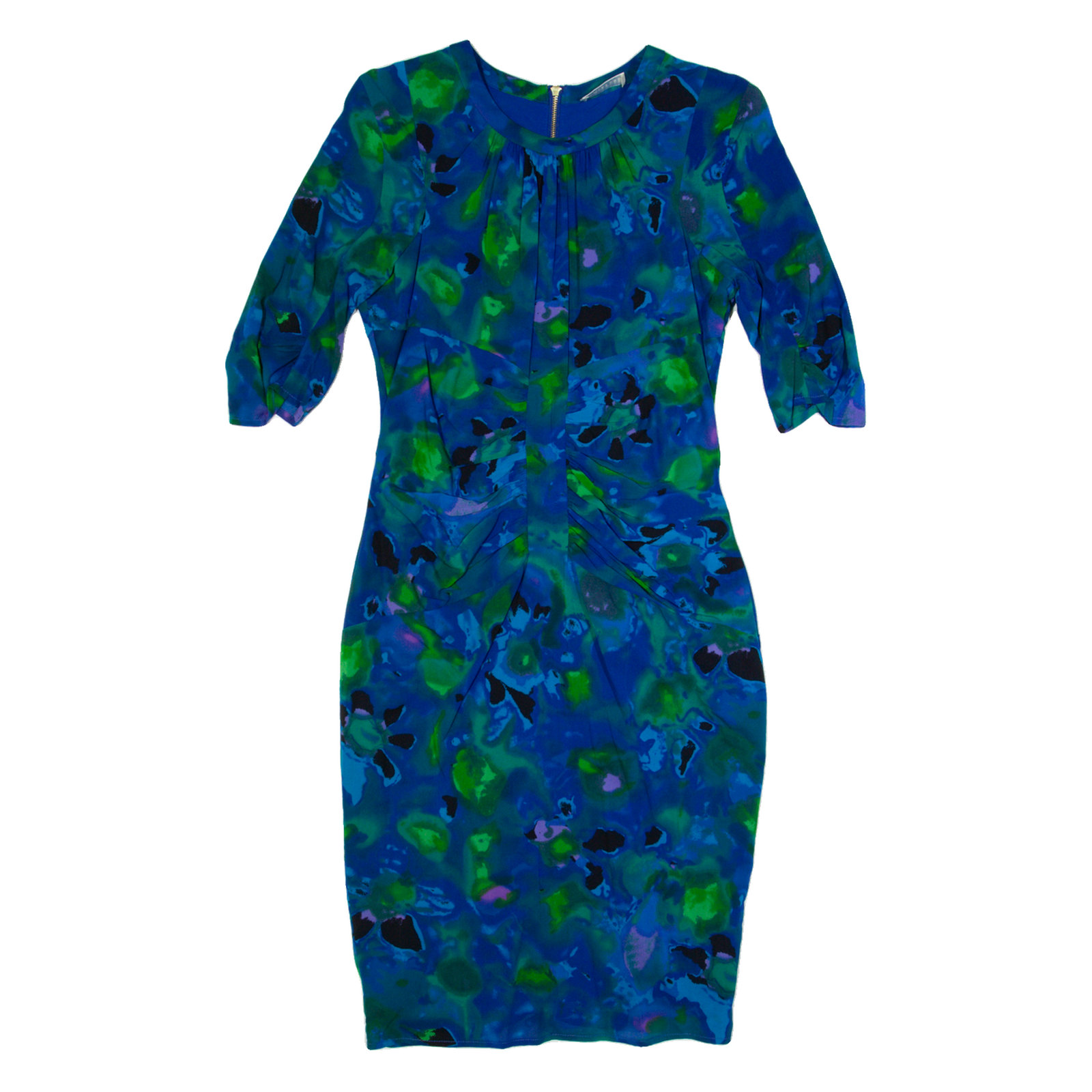 WHISTLES Womens Bodycon Dress Blue Silk Crazy Pattern Knee Length UK 8 Refurbished - N/A refurbished available on Cerqular