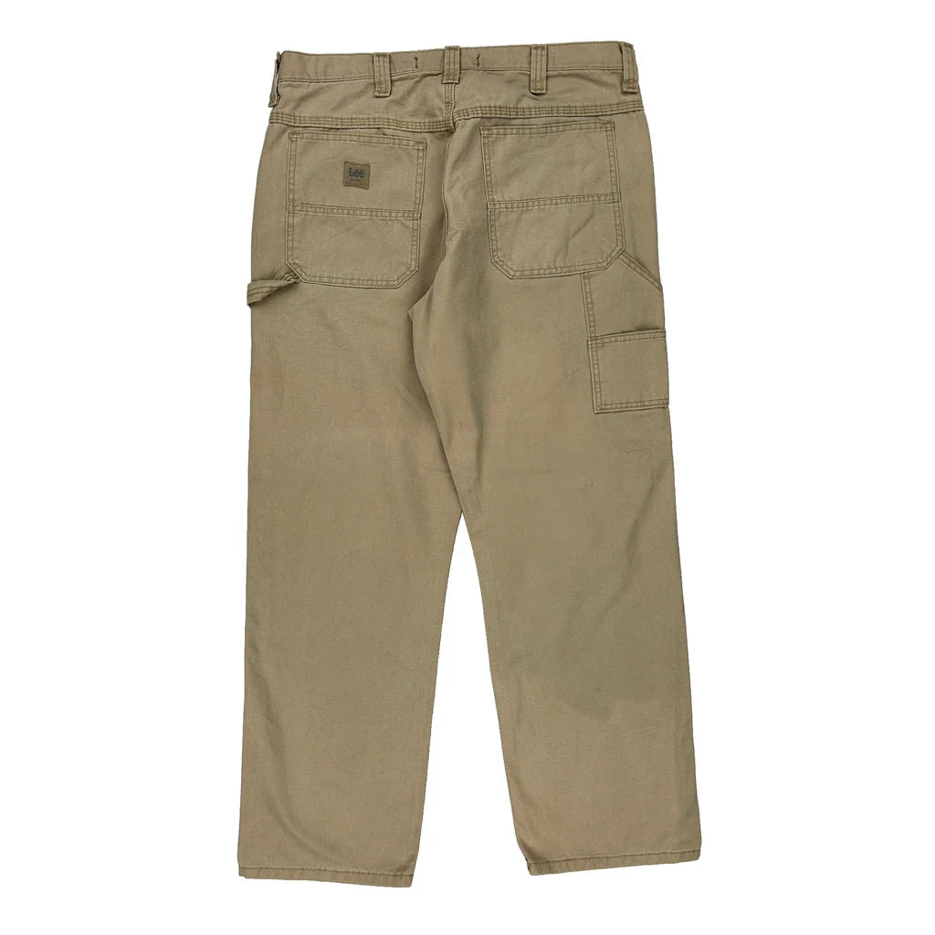 Lee Carpenter Trousers - 36W 31L Beige Cotton Blend Refurbished - Thrifted (note: this is a term often used to describe second- refurbished available on Cerqular