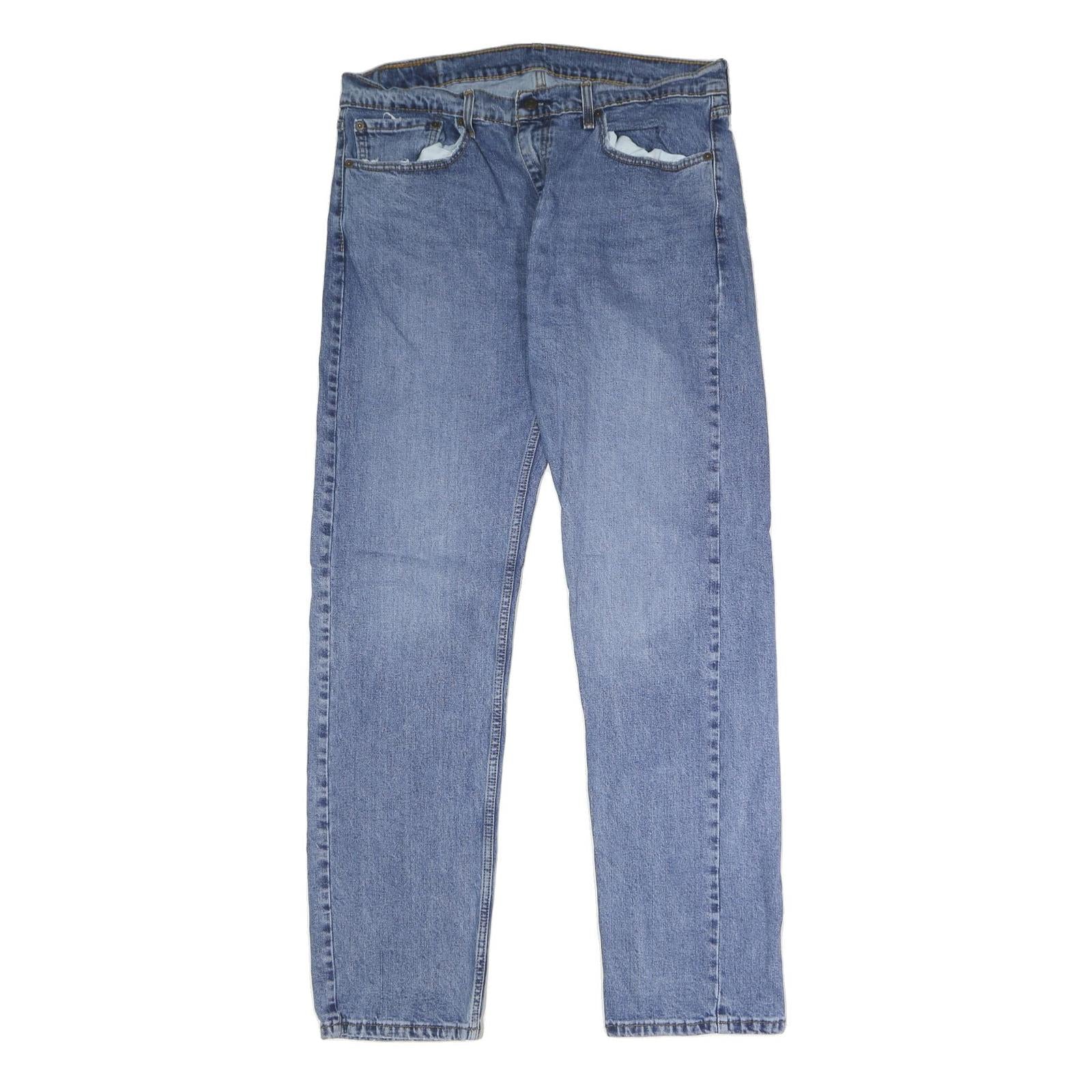 LEVI'S 505 Mens Jeans Blue Regular Straight Denim Medium W36 L34 Classic Fit Zip Refurbished - N/A refurbished available on Cerqular