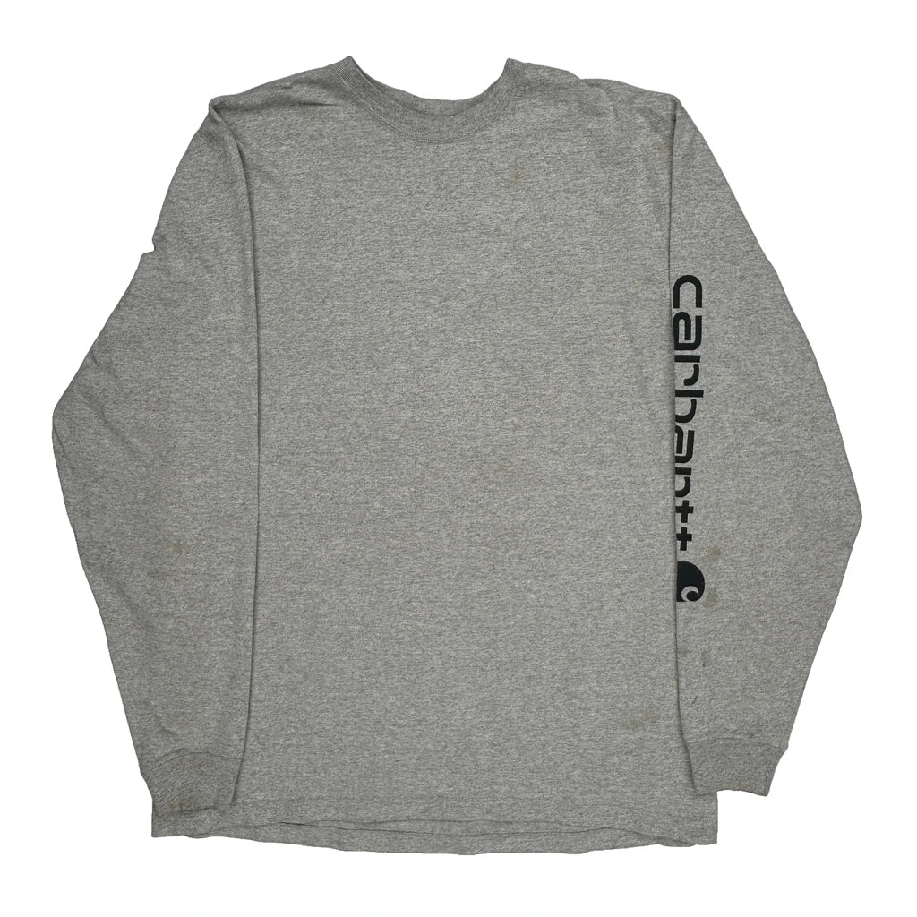 Carhartt Tall Long Sleeve T-Shirt - Large Grey Cotton Refurbished - Thrifted (note: this is a term often used to describe second- refurbished available on Cerqular