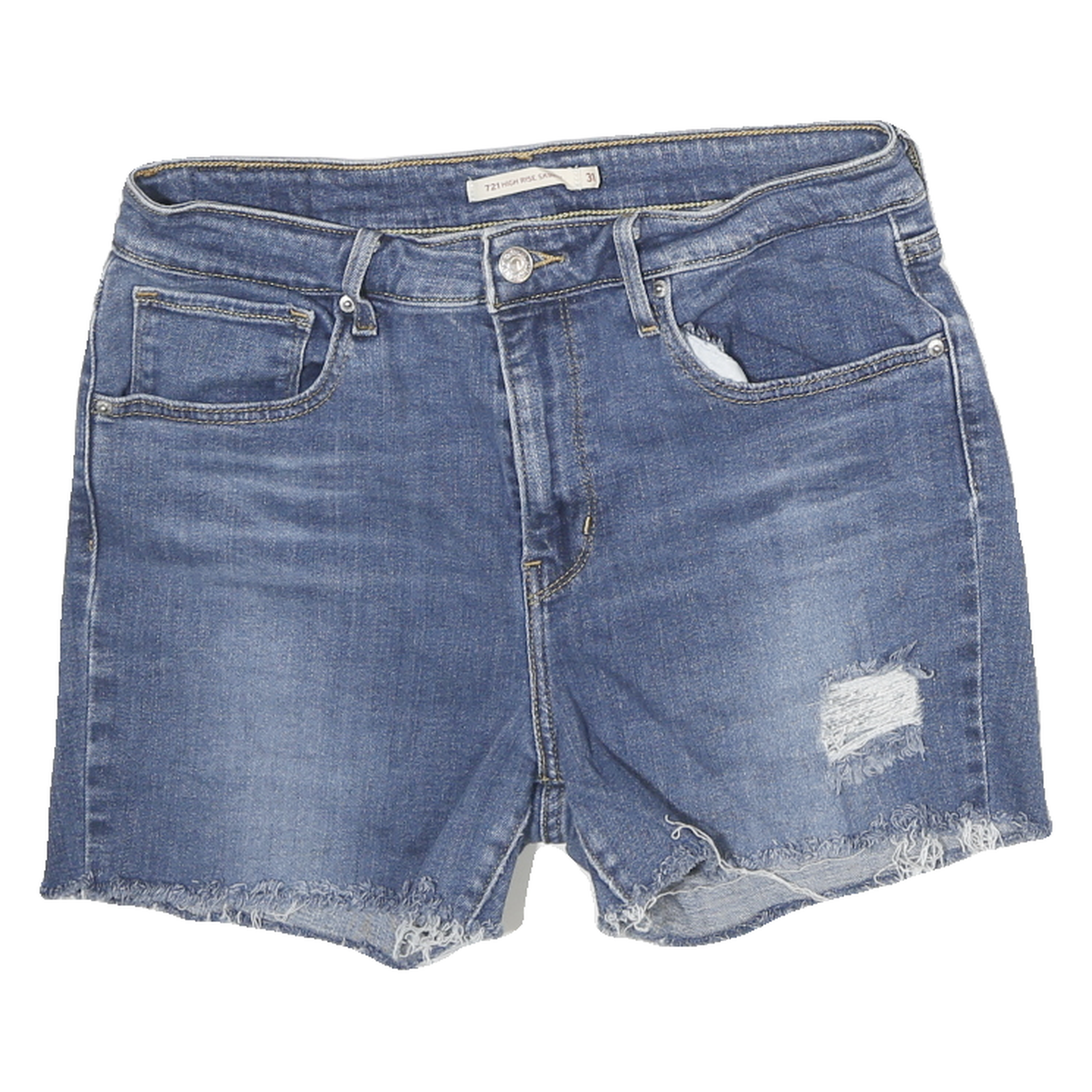 LEVI'S Womens Denim Blue Casual Shorts M W28 Distressed Frayed Hem Refurbished - N/A refurbished available on Cerqular