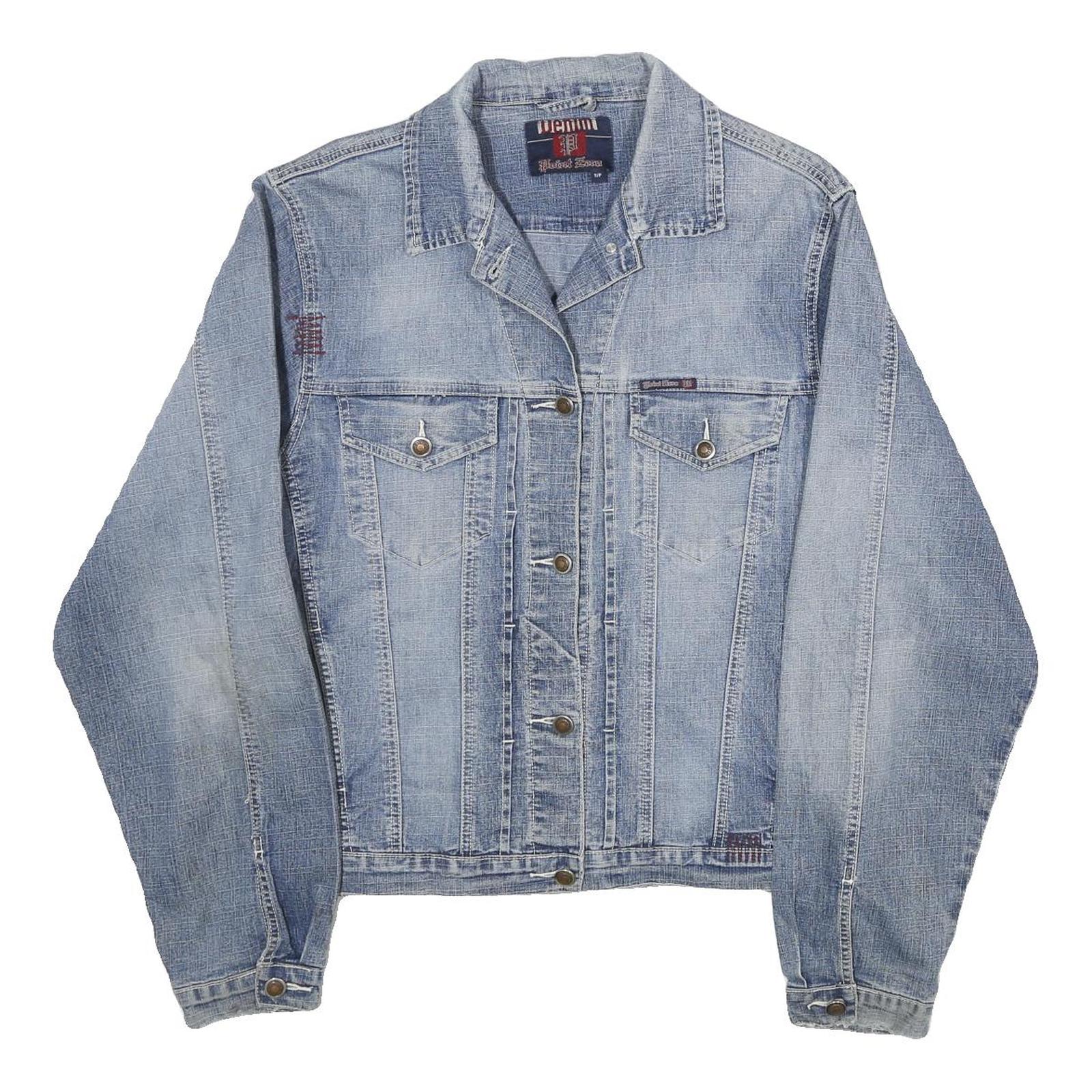 DENIM Womens Blue Button Cotton Denim Jacket S Classic Plain Casual Wear Refurbished - N/A refurbished available on Cerqular