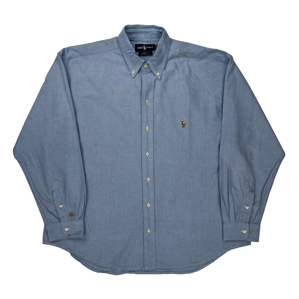 Ralph Lauren Shirt - XL Blue Cotton Refurbished - Thrifted (note: this is a term often used to describe second- refurbished available on Cerqular