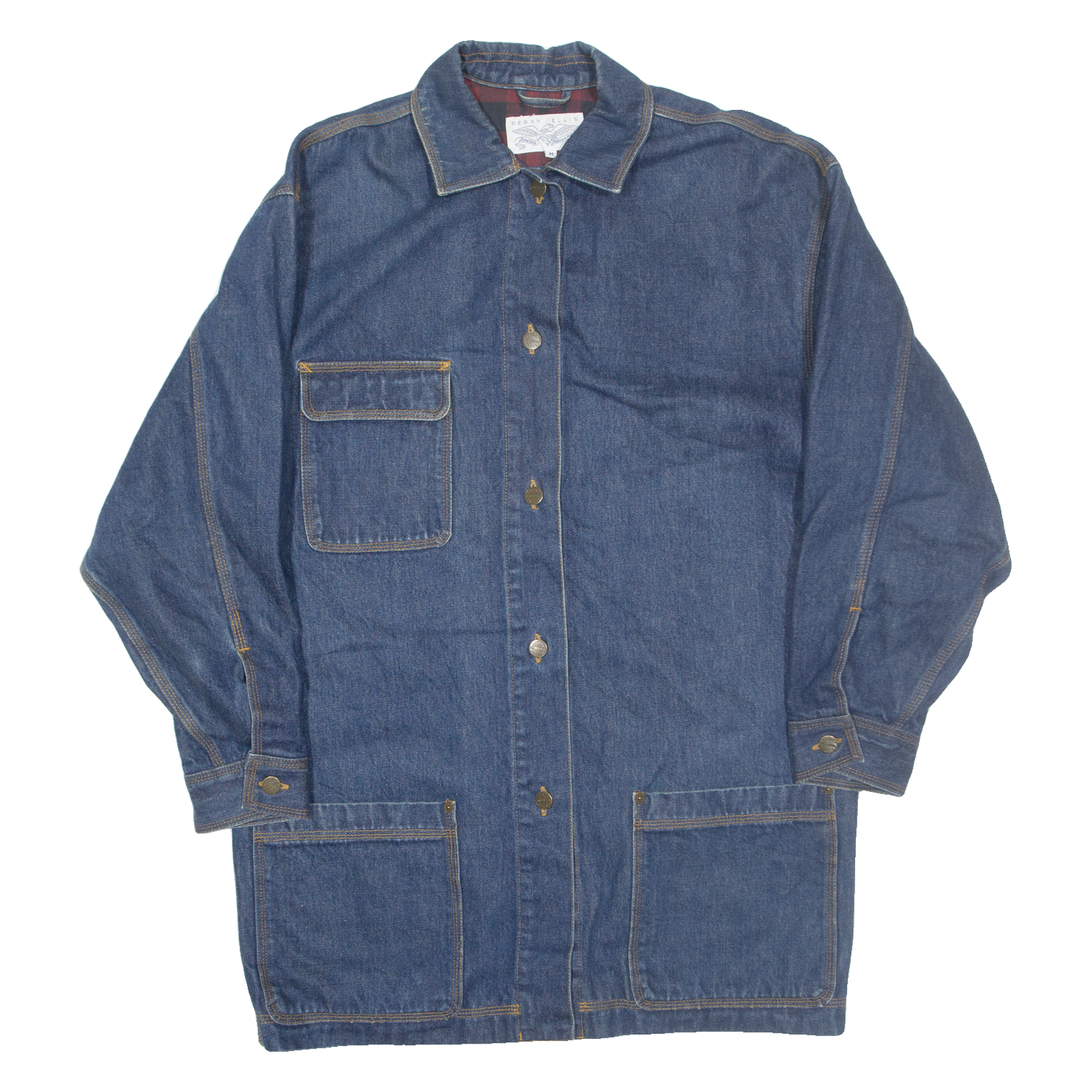 PERRY ELLIS Womens Blanket Lined Denim Jacket Blue M Refurbished - N/A refurbished available on Cerqular