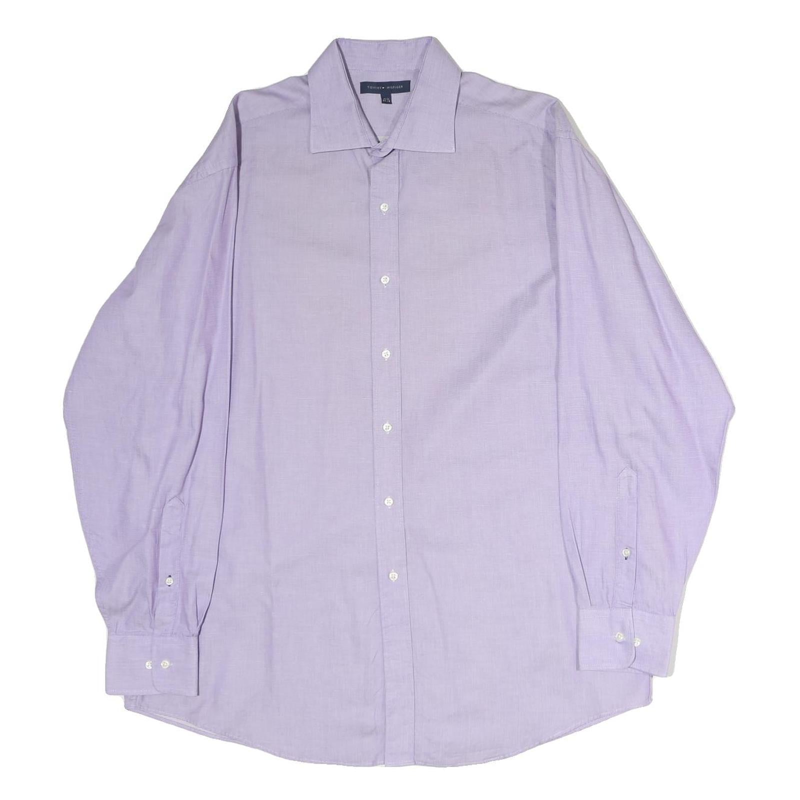 TOMMY HILFIGER Mens Lilac Plain Shirt L Cotton Classic Long Sleeve Button Down Refurbished - N/A refurbished available on Cerqular