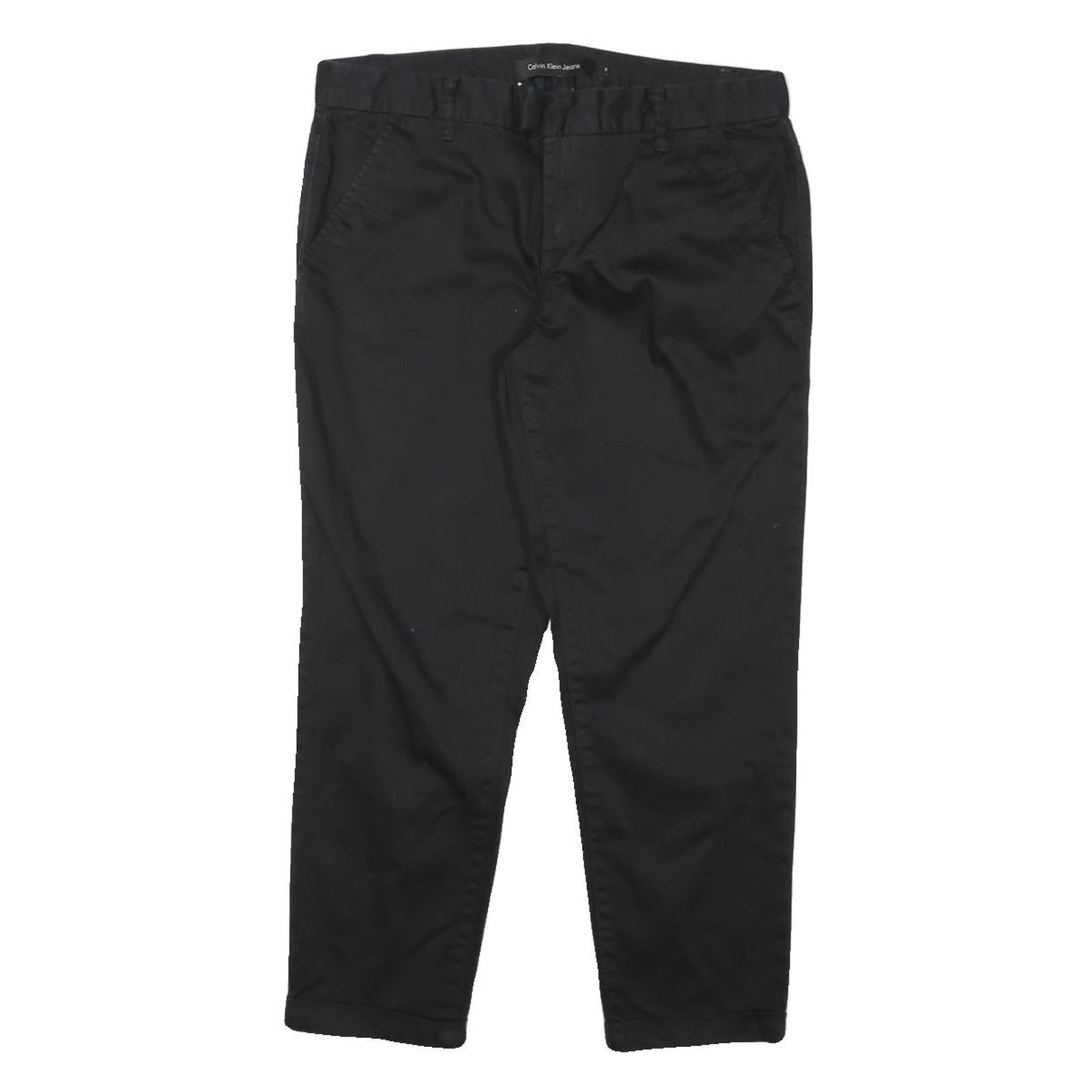CALVIN KLEIN Womens Cotton Blend Black Slim Tapered Trousers W32 L25 Refurbished - N/A refurbished available on Cerqular