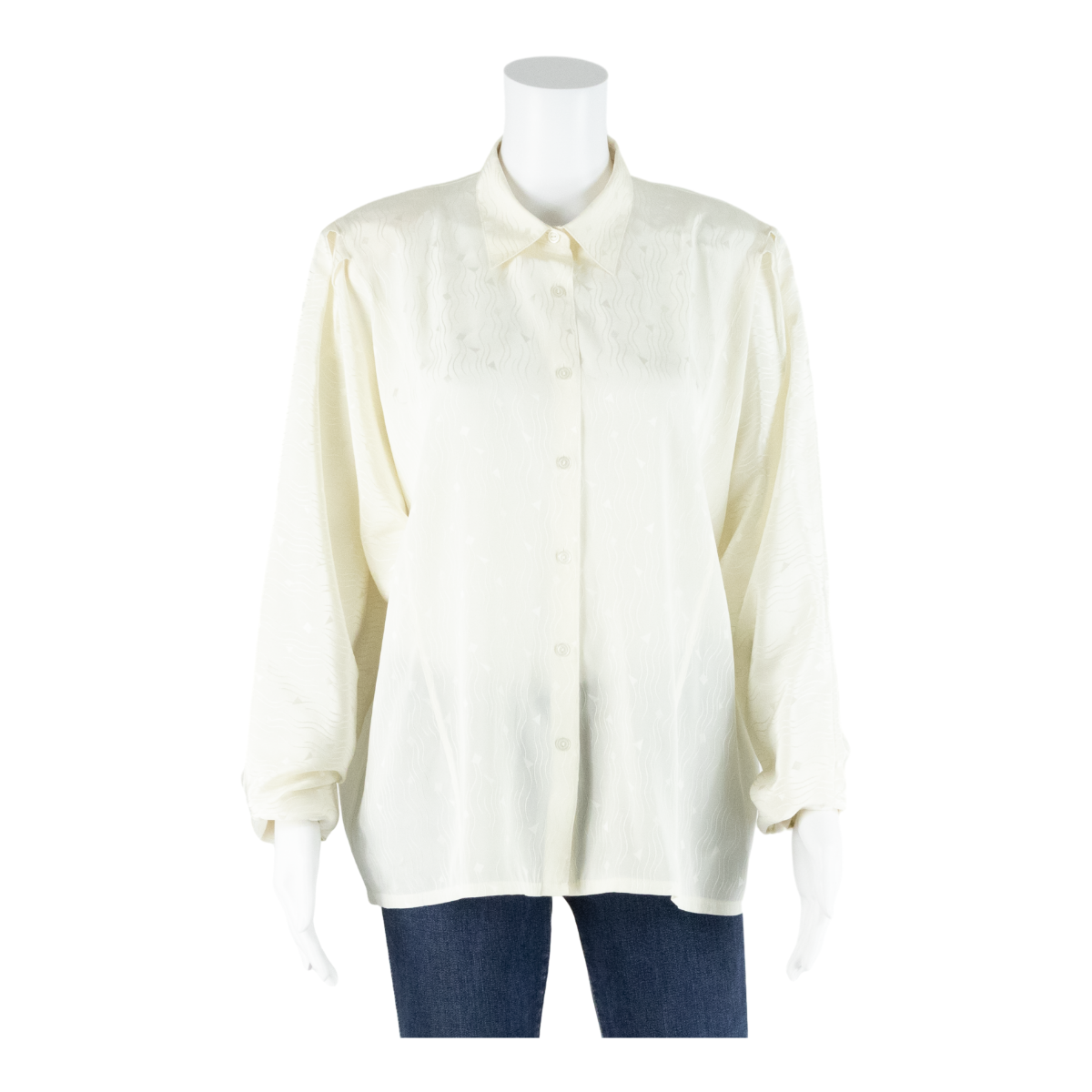 SERGIO DI LAURENTI Womens Shirt Cream Collared Long Sleeve 90s L Refurbished - N/A refurbished available on Cerqular