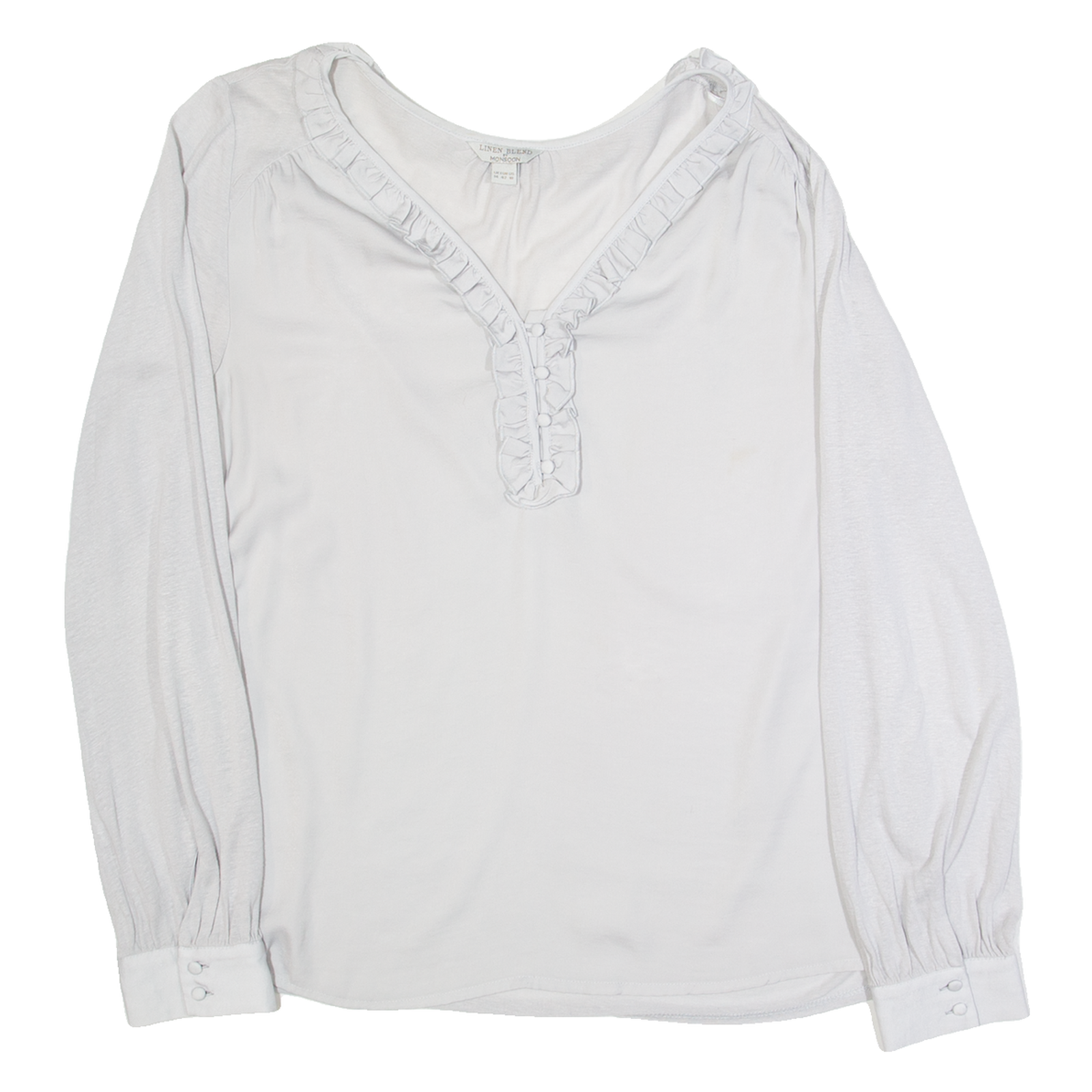 MONSOON Womens Top Grey Long Sleeve Linen UK 14 Refurbished - N/A refurbished available on Cerqular