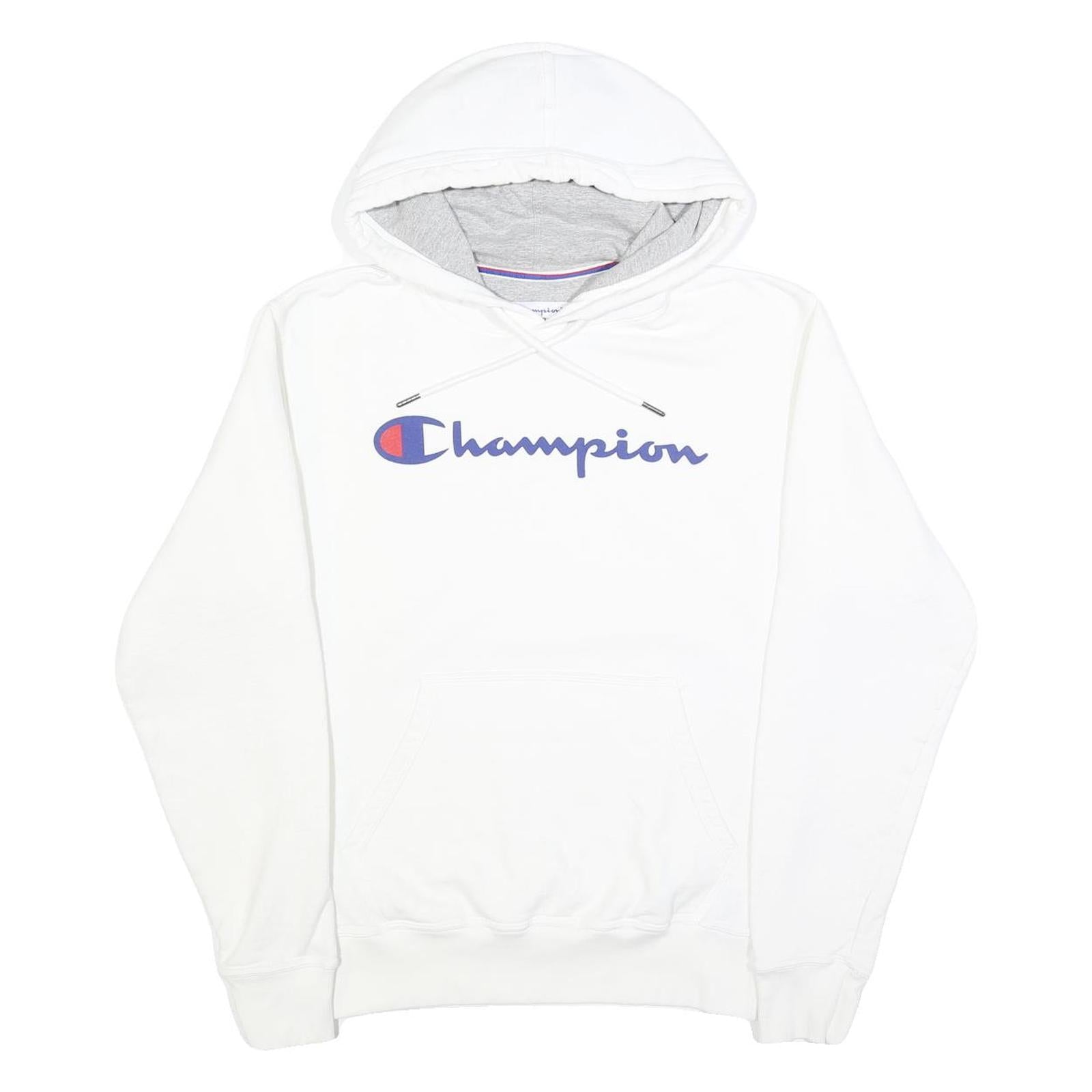 CHAMPION Mens White Pullover Hoodie S Classic Logo Cotton Blend Comfortable Refurbished - N/A refurbished available on Cerqular