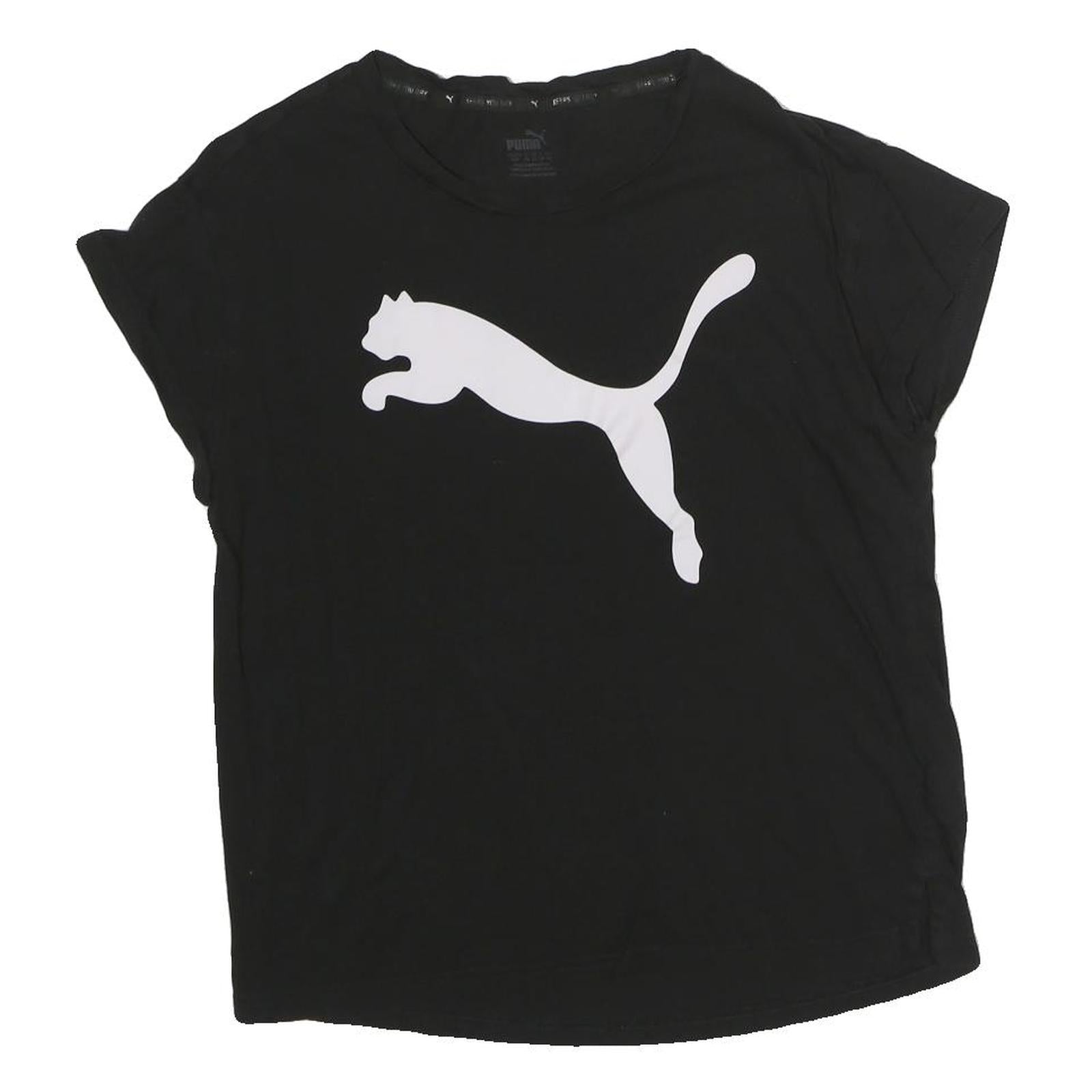 PUMA Womens Black S Graphic T-Shirt Short Sleeve Crew Neck Cotton Logo Refurbished - N/A refurbished available on Cerqular