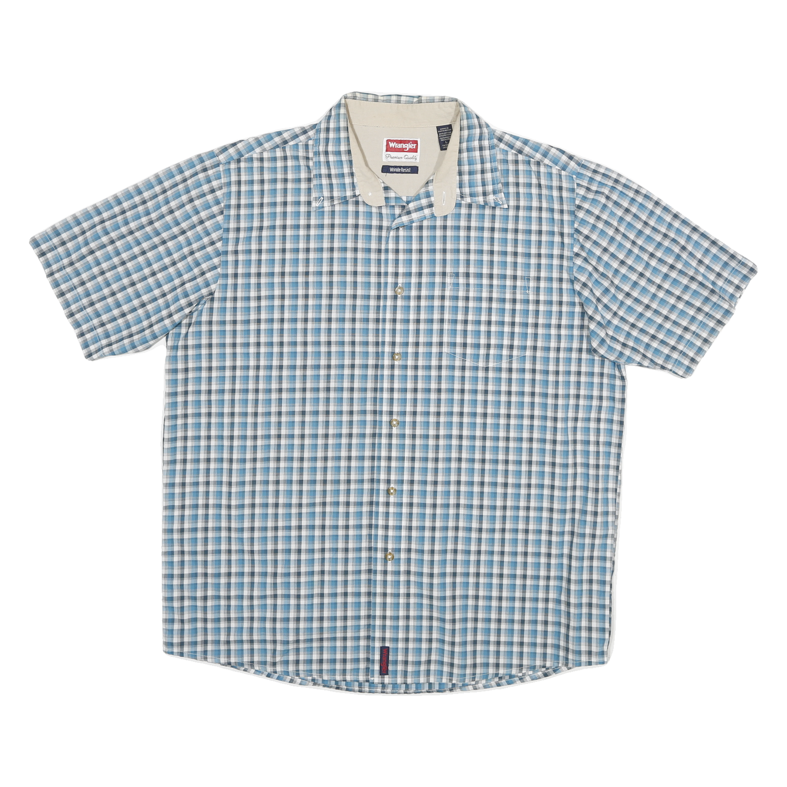 Buy WRANGLER Mens Blue & White Check Shirt L Cotton Blend Casual Short Sleeve Refurbished - $28.59 WRANGLER Mens Blue & White Check Shirt L Cotton Blend Casual Short Sleeve Refurbished - N/A refurbished available on Cerqular