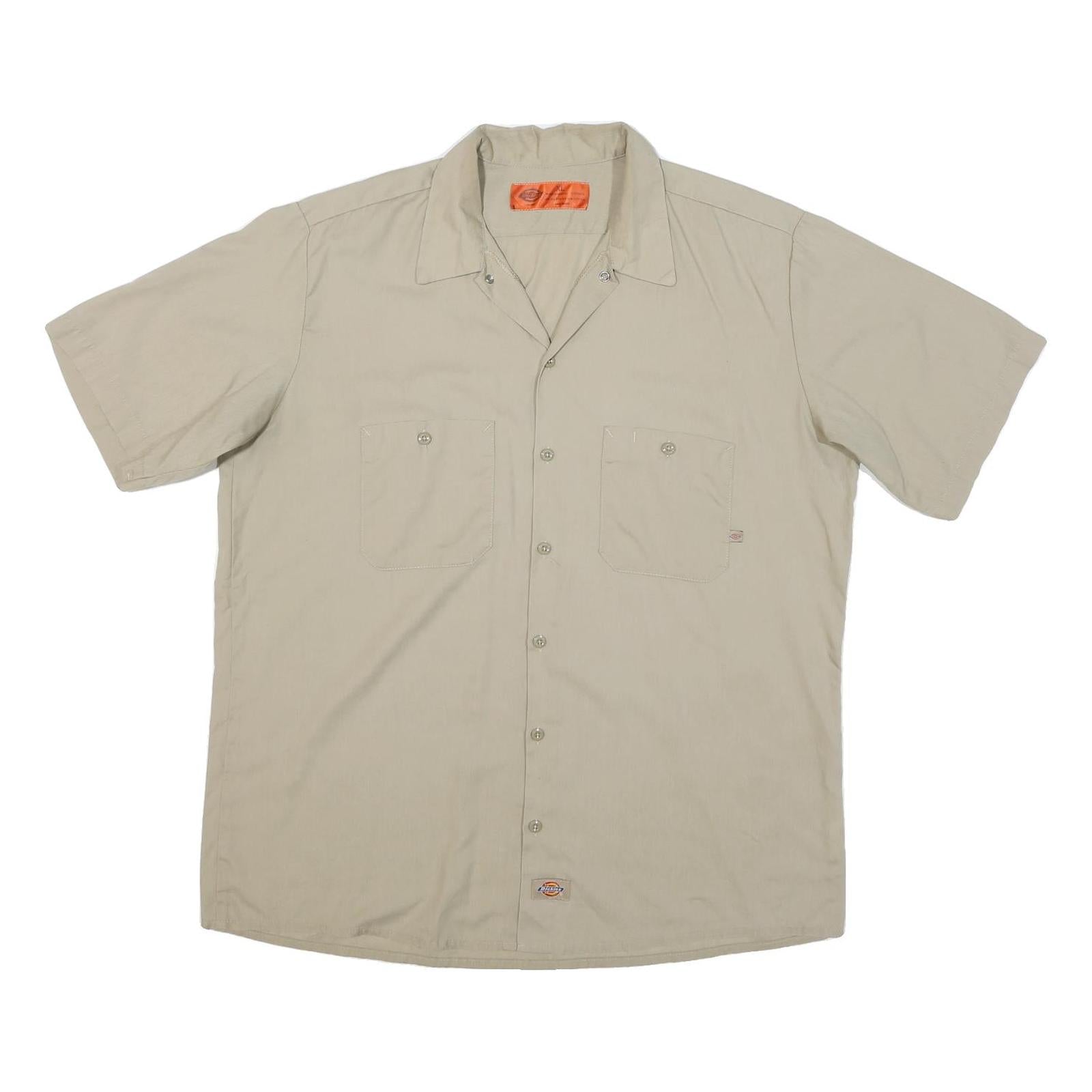 DICKIES Mens Beige Cotton Blend Work Shirt XL Short Sleeve Button Pockets Refurbished - N/A refurbished available on Cerqular
